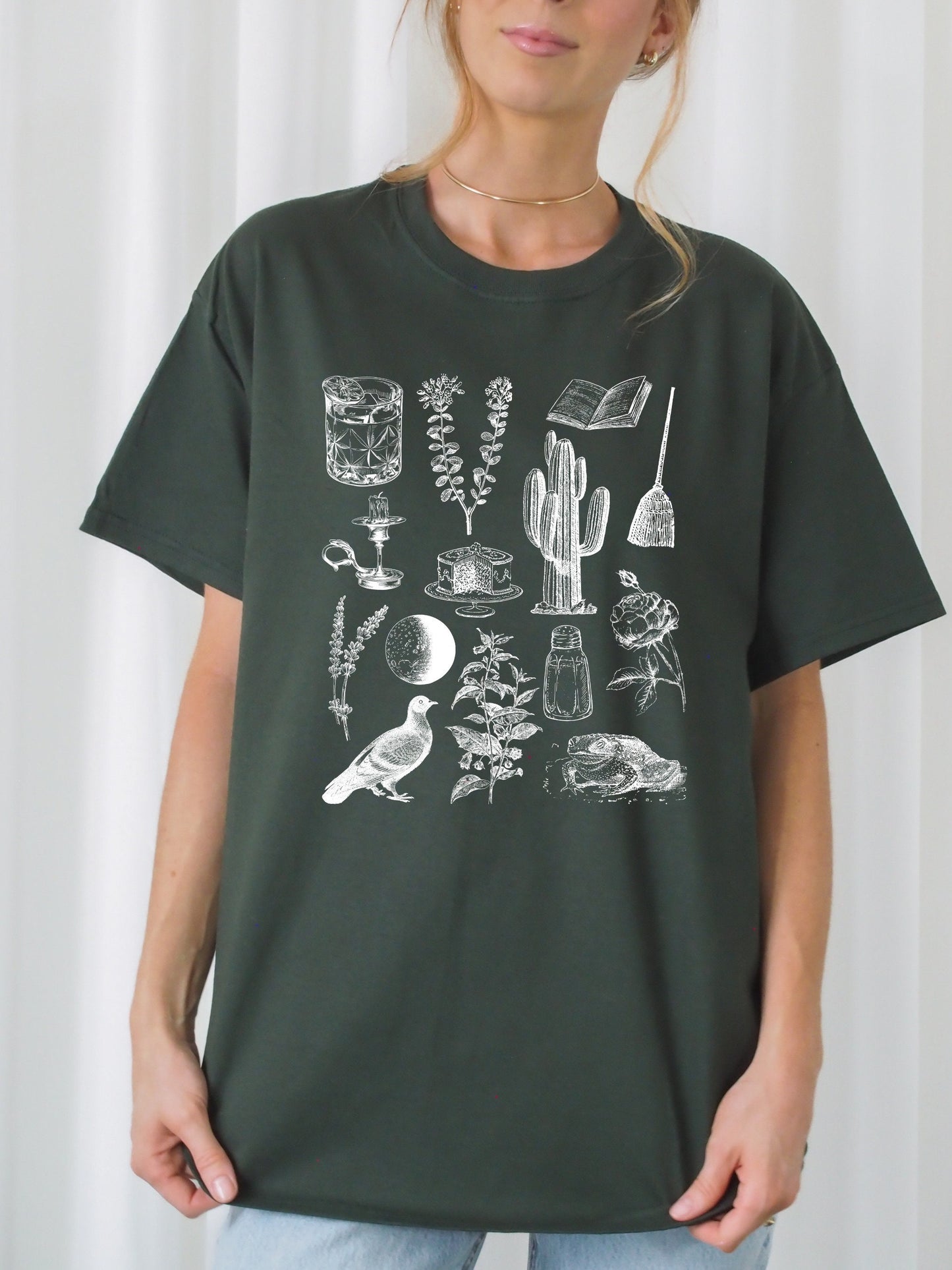 Practical Magic Icons Chart Subtle Book Tee Shirt Tshirt * Owens Apothecary * Salt Lavender Rosemary * Witchy Botanical * Midnight Margarita