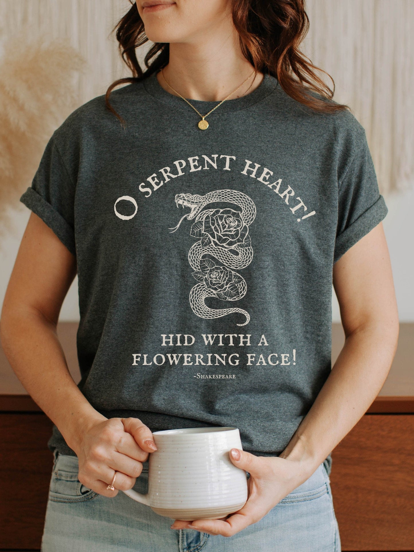 Shakespeare Romeo and Juliet Gothic Serpent Tee Shirt Tshirt Bookish Bookworm Gift Poet Literature Shirt Dark Light Academia Cottagecore