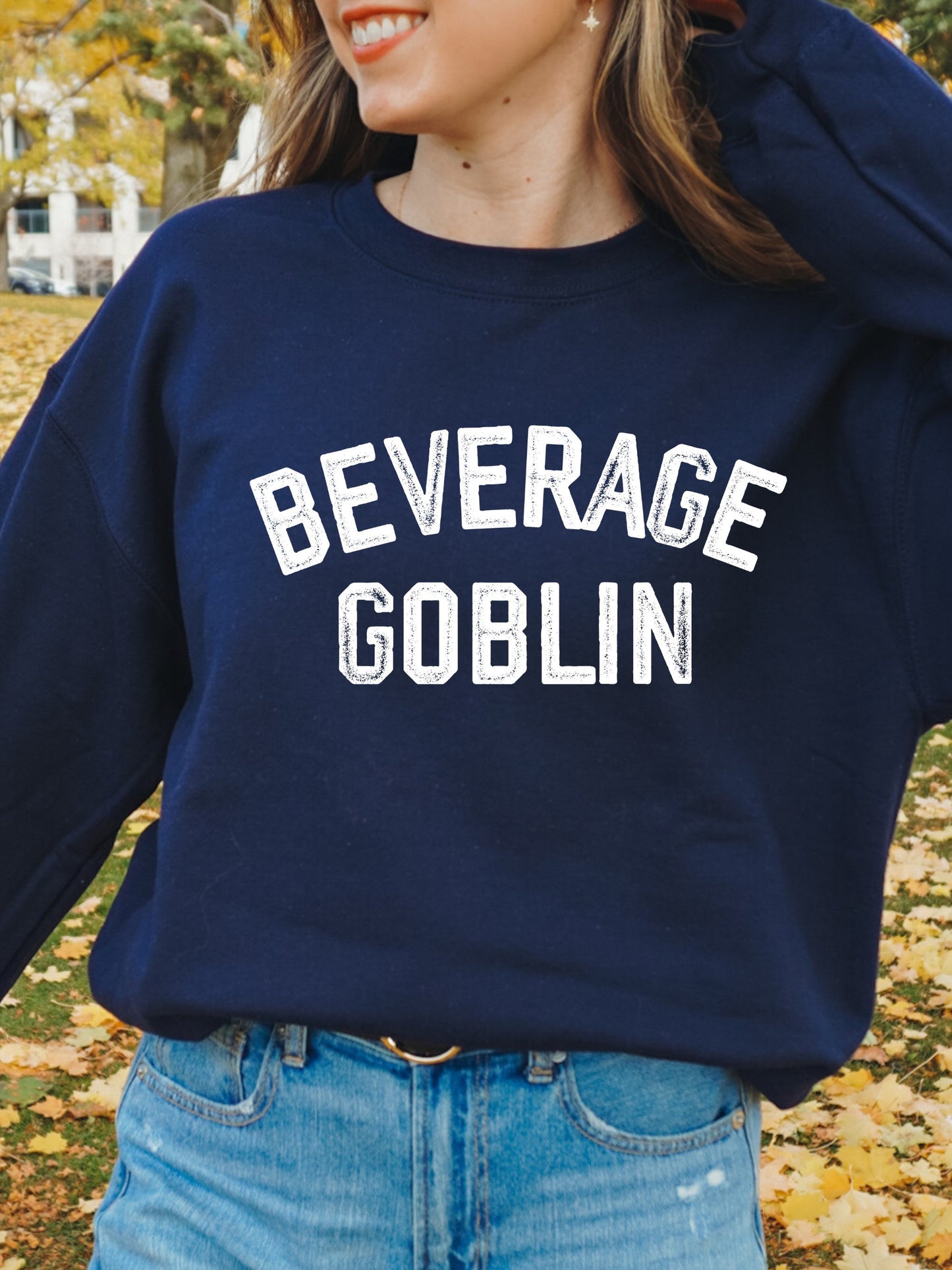 Beverage Goblin Varsity Sweatshirt * Holiday Birthday Gift Idea for Her * Oversized Graphic Trendy Sweatshirt * Gamer Gift Coffee Wine Lover