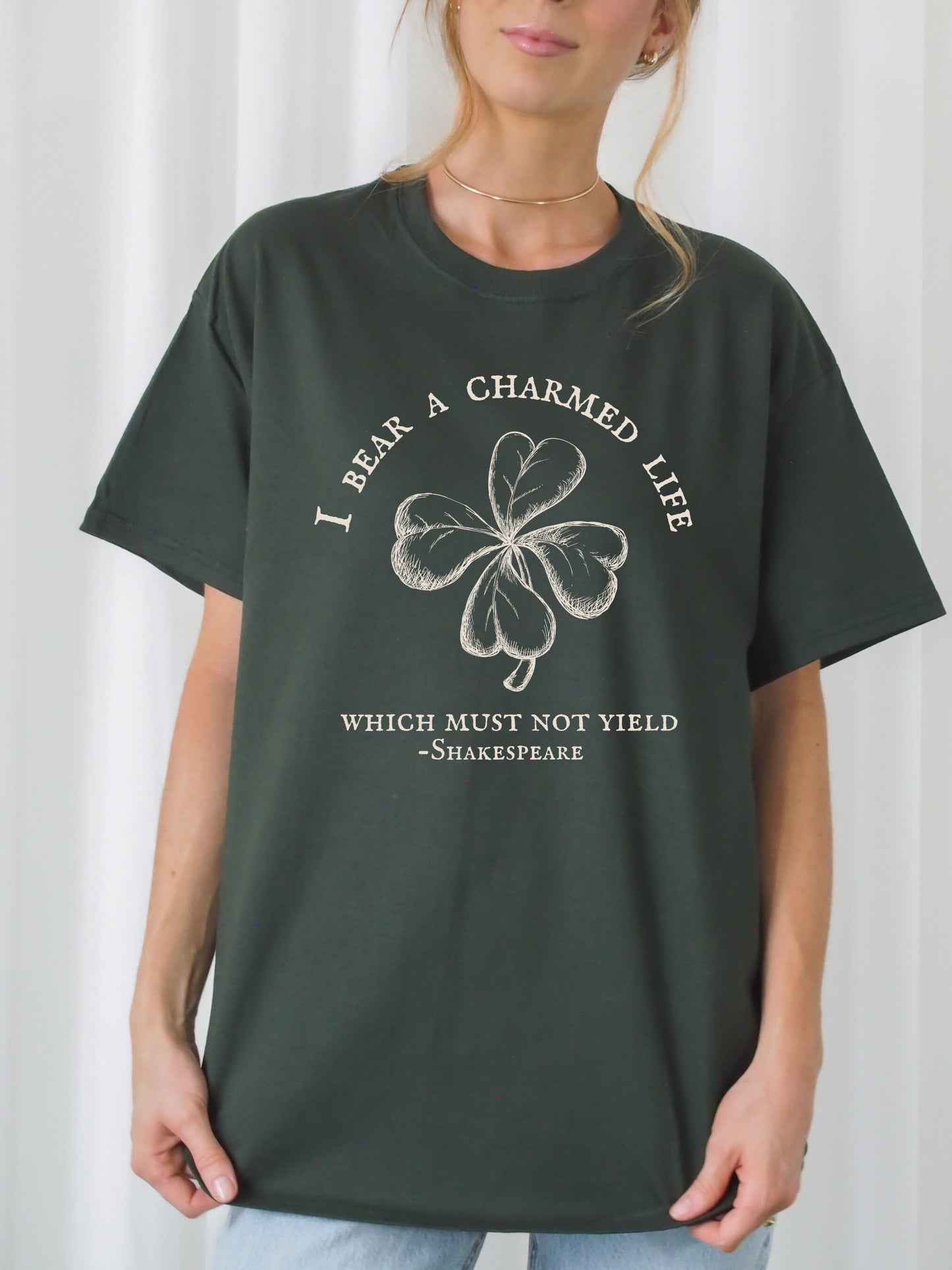 Shakespeare Charmed Life Lucky Girl Macbeth Tee Shirt Tshirt * Bookish Bookworm Gift Poet * Literature Shirt Dark Light Academia Cottagecore