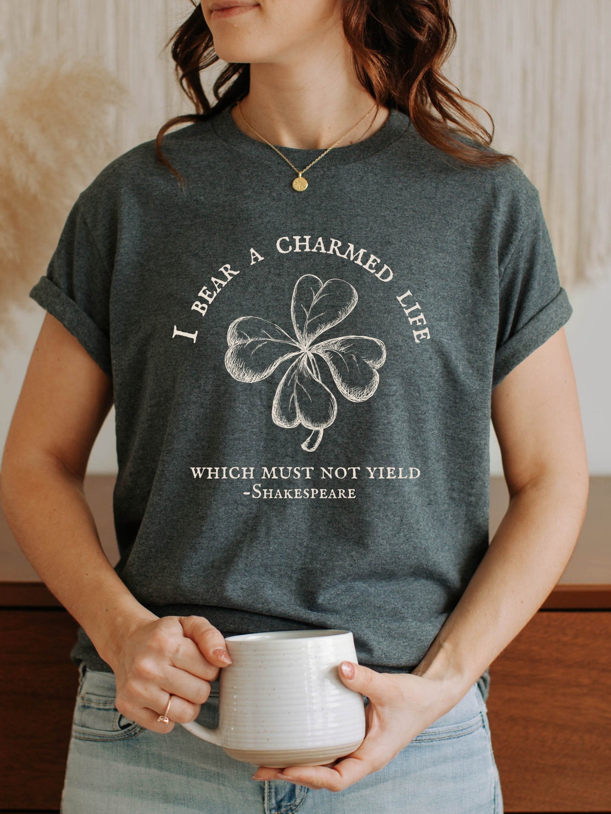 Shakespeare Charmed Life Lucky Girl Macbeth Tee Shirt Tshirt * Bookish Bookworm Gift Poet * Literature Shirt Dark Light Academia Cottagecore