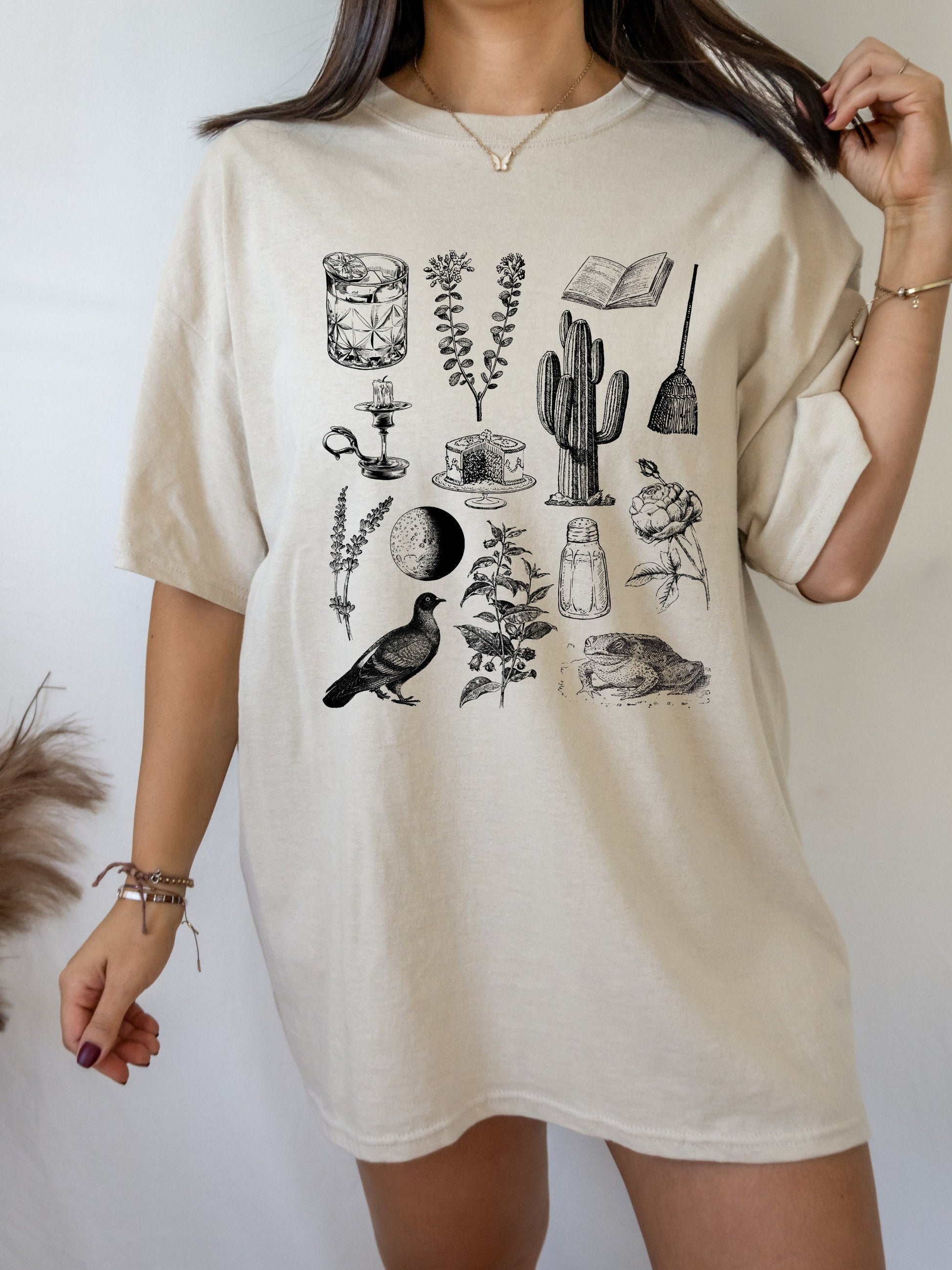 Practical Magic Icons Chart Subtle Book Tee Shirt Tshirt * Owens Apothecary * Salt Lavender Rosemary * Witchy Botanical * Midnight Margarita