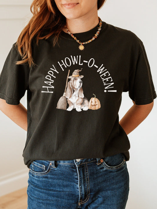 Basset Hound Halloween Dog Lover Tee Shirt Tshirt * Fall Aesthetic Boo Ghost Spooky Witch Pumpkin Trick or Treat Howl-o-ween * Dog Mom Gift