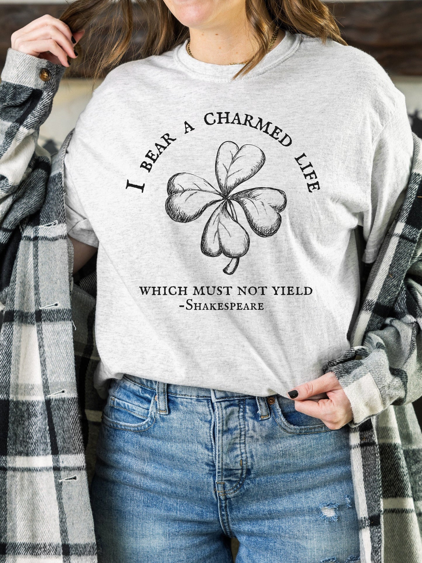 Shakespeare Charmed Life Lucky Girl Macbeth Tee Shirt Tshirt * Bookish Bookworm Gift Poet * Literature Shirt Dark Light Academia Cottagecore