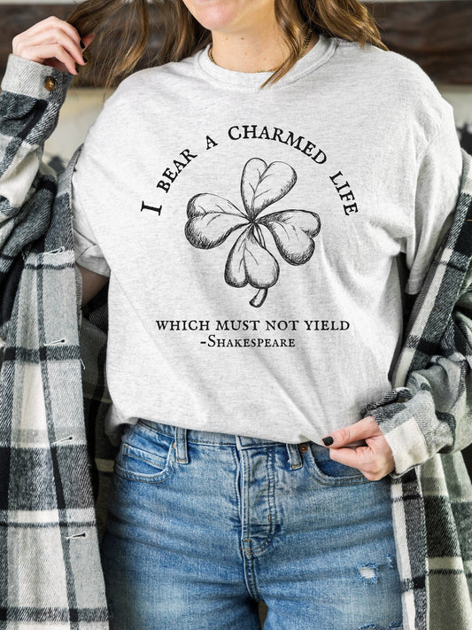 Shakespeare Charmed Life Lucky Girl Macbeth Tee Shirt Tshirt * Bookish Bookworm Gift Poet * Literature Shirt Dark Light Academia Cottagecore