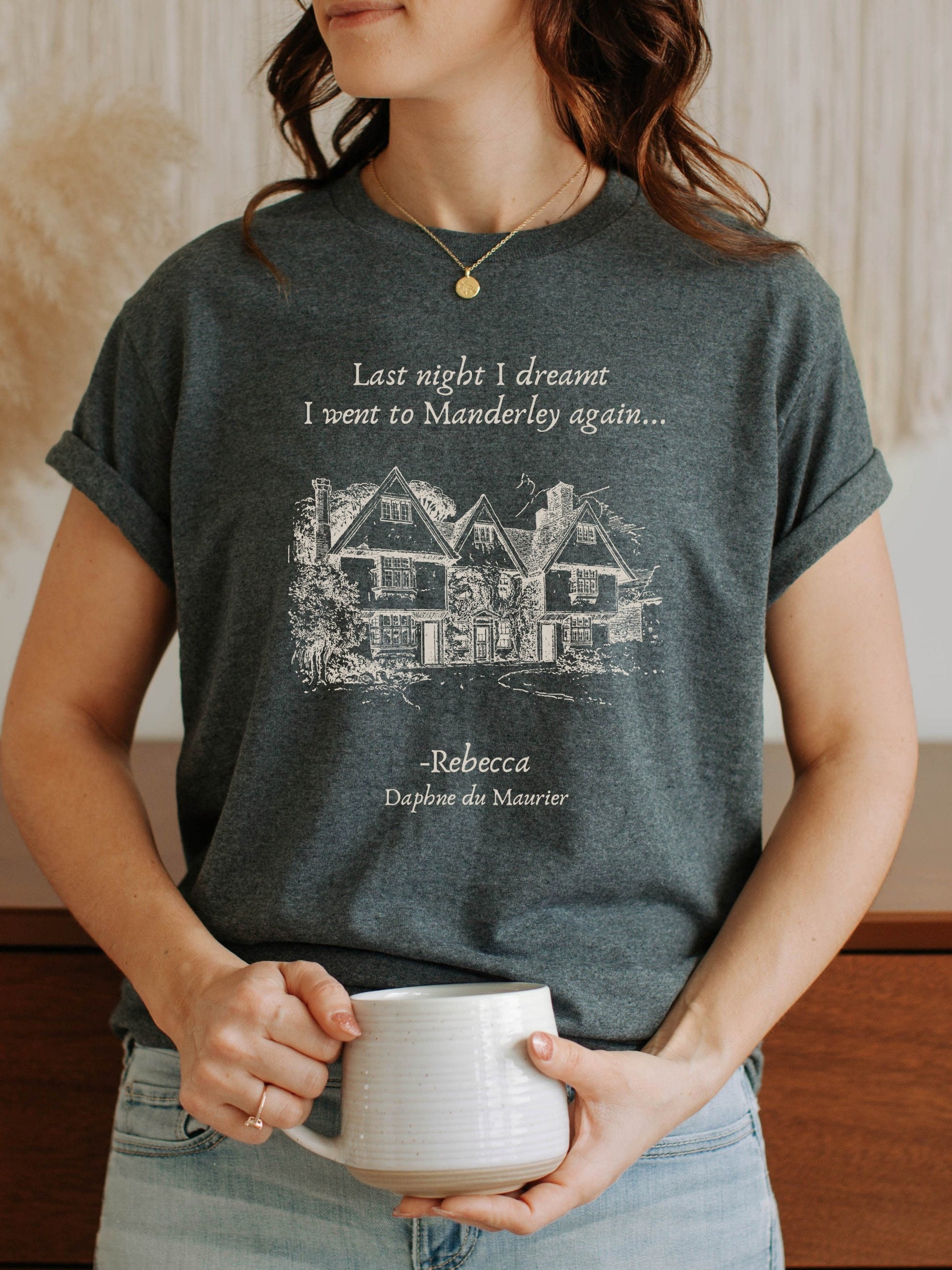 Rebecca Daphne du Maurier Manderley Tshirt Tee Shirt * Gothic Romance Bookish Book Lover Shirt Gift for Readers * Light Dark Academia