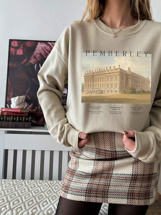 Pemberley Pride and Prejudice Sweatshirt * Literature Literary Bookworm Bookish Gift * Light Dark Academia Aesthetic * Jane Austen Fan