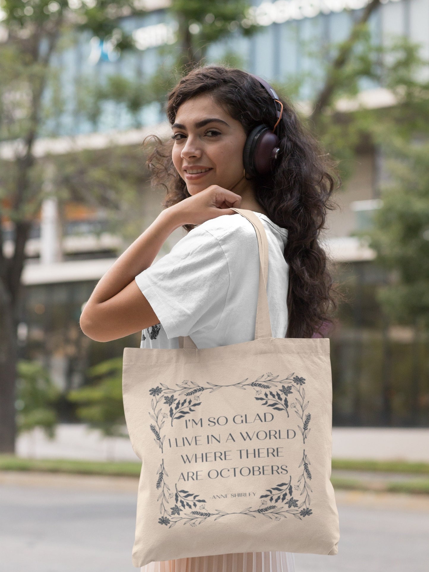 Anne of Green Gables LM Montgomery Tote Book Bag * I'm so glad I live in a world where there are Octobers * Cottagecore Anne with an E