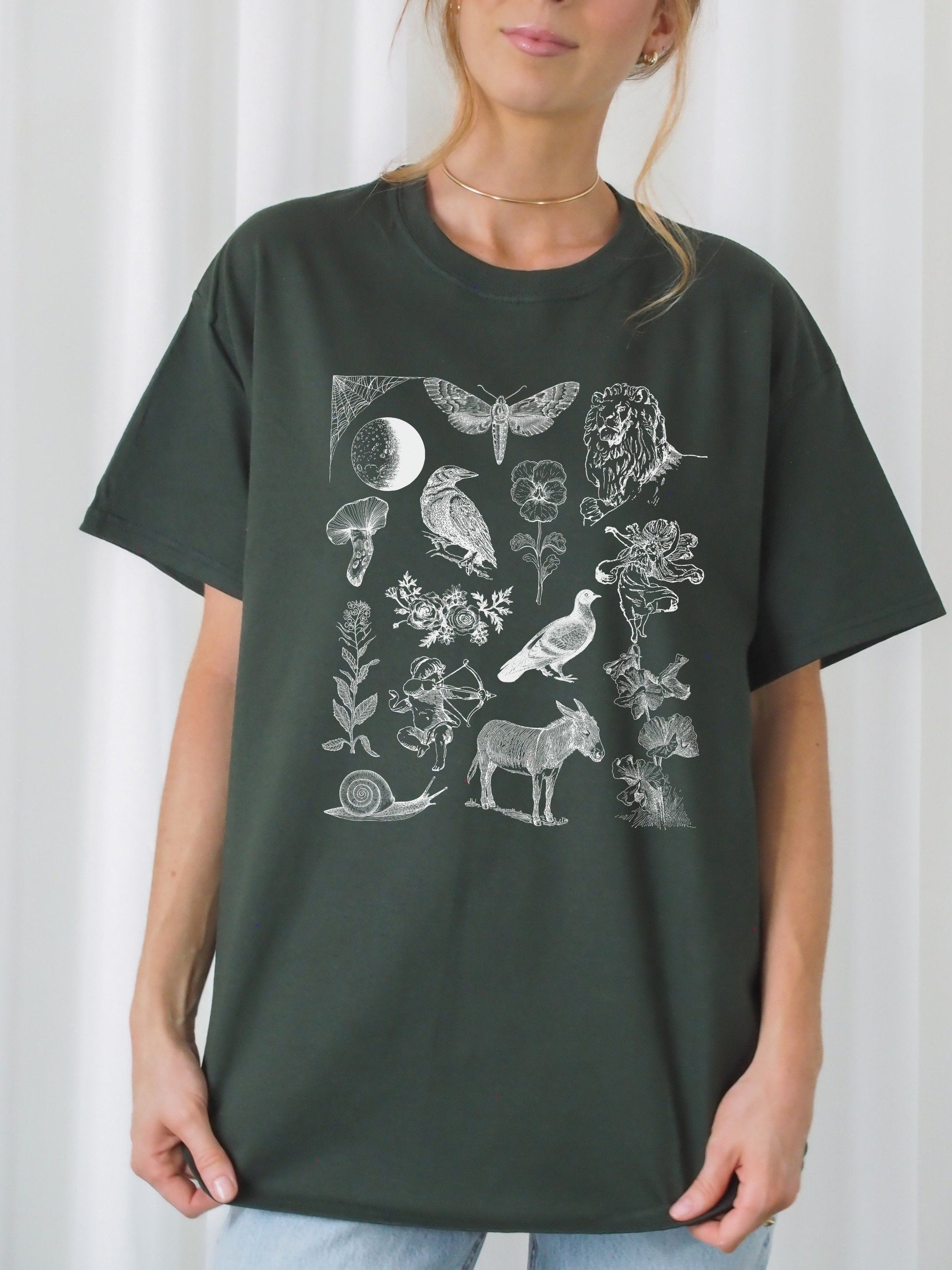 Shakespeare Midsummer Night's Dream Icons Chart Herbology Tee Shirt Tshirt * Bookish Bookworm Gift Poet Literature Dark Academia Cottagecore