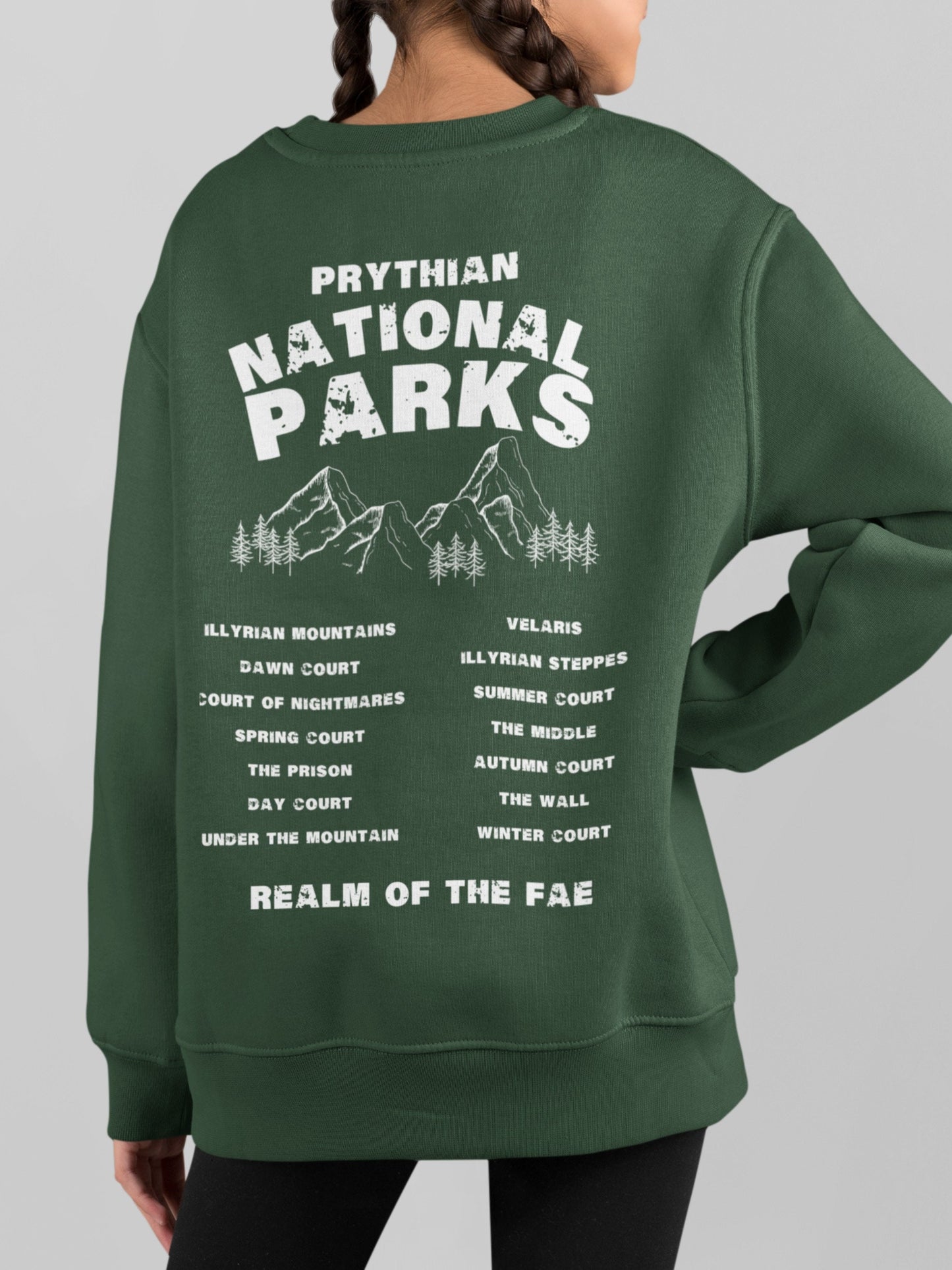 ACOTAR Prythian National Park SJM Merch Aesthetic Sweatshirt words on the back Feyre Rhysand Granola Bookish Book Lover Gift Romance Reader