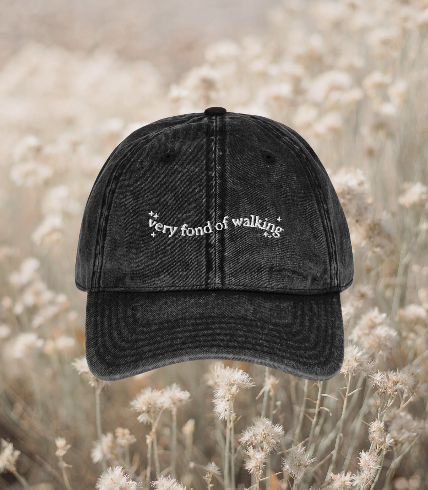Very Fond of Walking Vintage Pride & Prejudice Embroidered Dad Hat