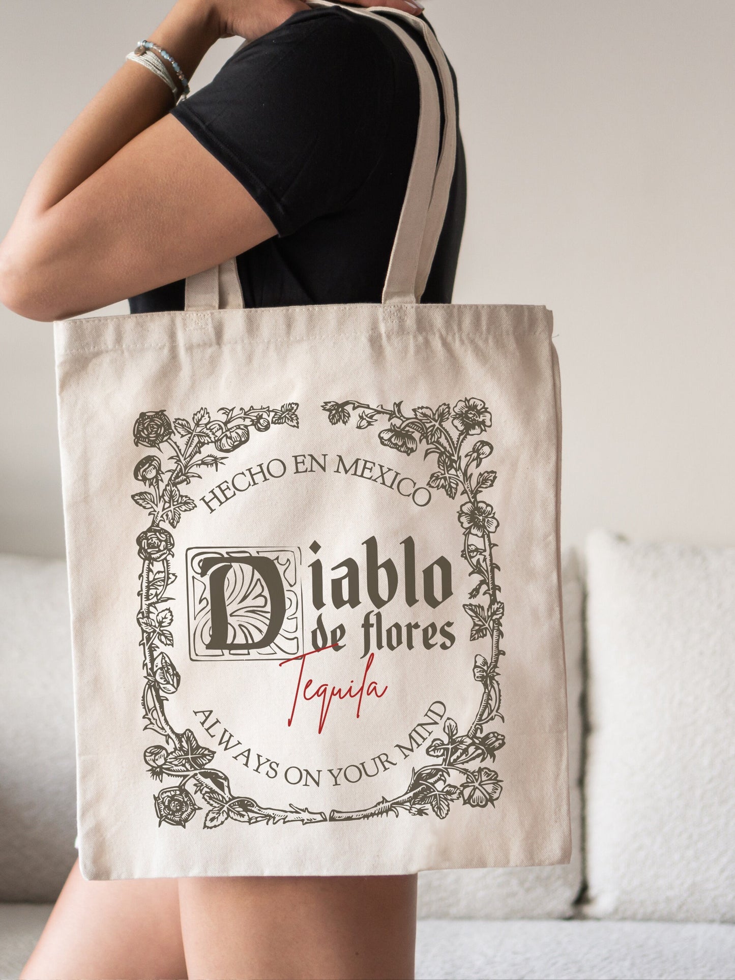 Practical Magic Witchy Tote Book Bag * Diablo de Flores * Tequila Dracula Cowboy * Midnight Margaritas Owens Sisters * Book Merch Fandom