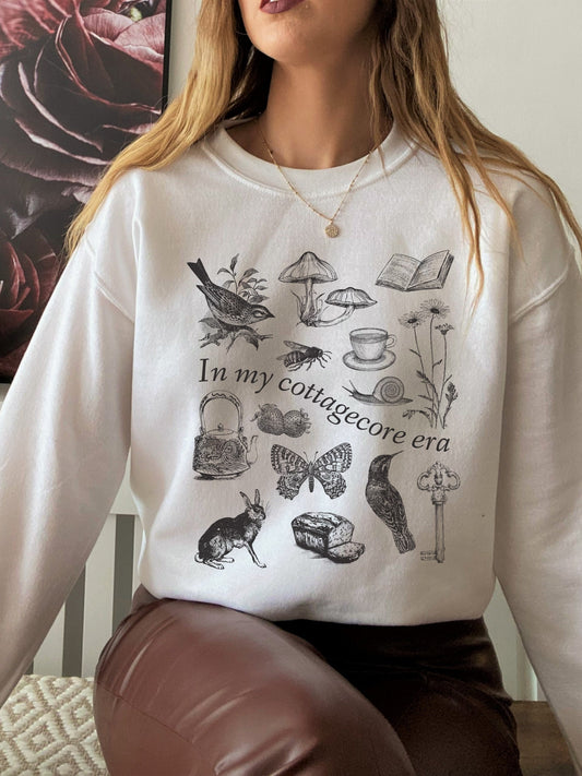 Cottagecore era Sweatshirt * Dark Academia Icons * Vintage Butterfly Bee Strawberry Tea Mushroom * Literature Literary * Bookish Reader Gift