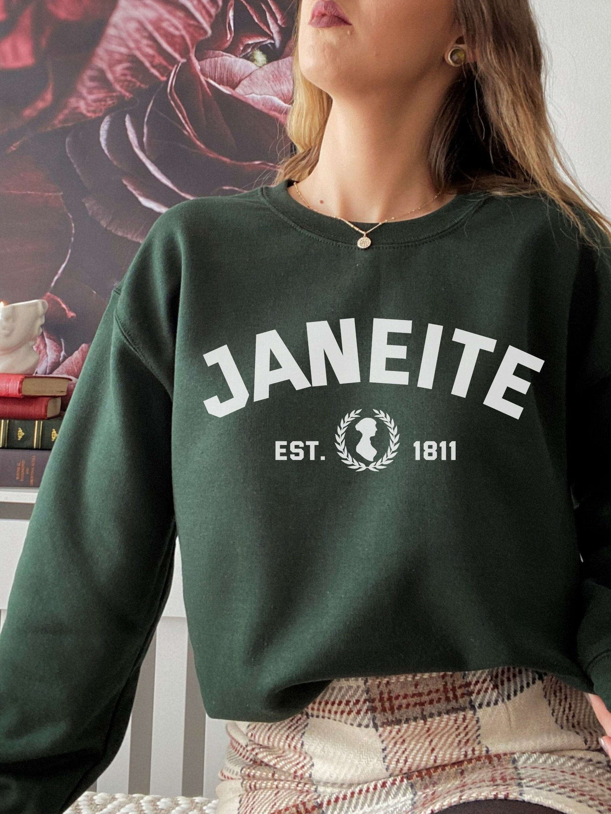 Janeite Jane Austen Varsity Sweatshirt * Pride and Prejudice * Literature Literary Bookworm Bookish Gift * Light Dark Academia Aesthetic