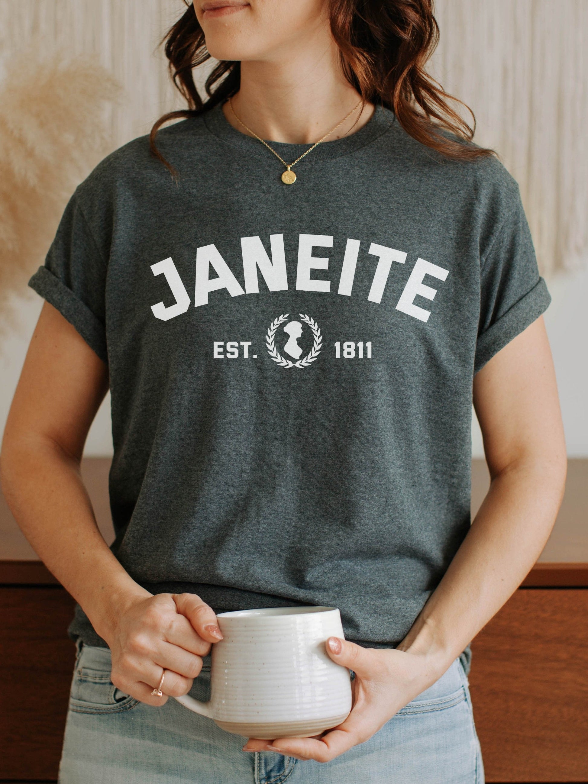 Janeite Jane Austen Varsity Tee Shirt * Pride and Prejudice * Literature Literary Bookworm Bookish Gift * Light Dark Academia Aesthetic