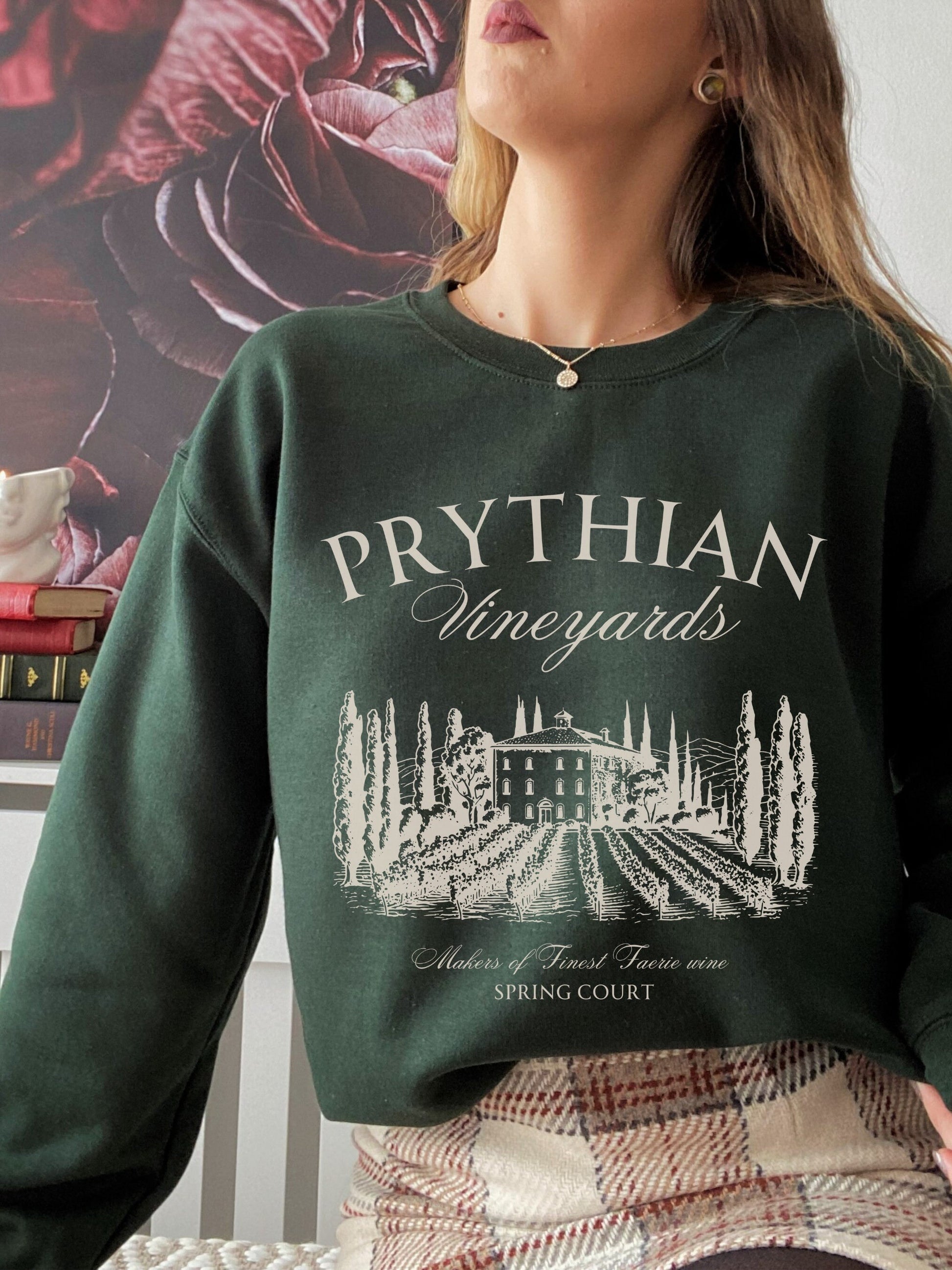 ACOTAR ACOSF Faire Wine Prythian Vineyards Winery Sweatshirt * Feyre Rhysand Tamlin Nesta SJM Merch Book Fandom * Booktok Reader Book Lover