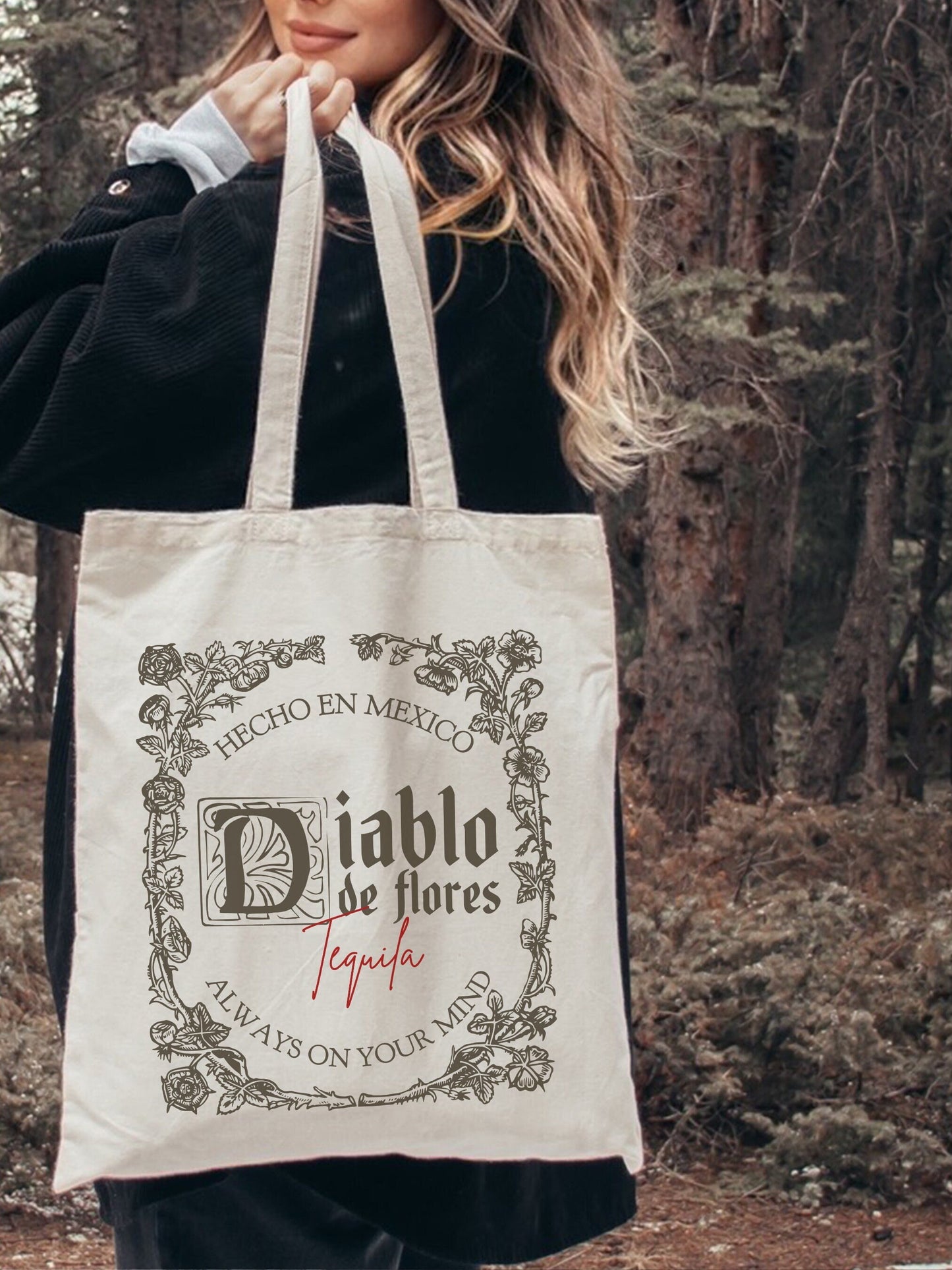 Practical Magic Witchy Tote Book Bag * Diablo de Flores * Tequila Dracula Cowboy * Midnight Margaritas Owens Sisters * Book Merch Fandom