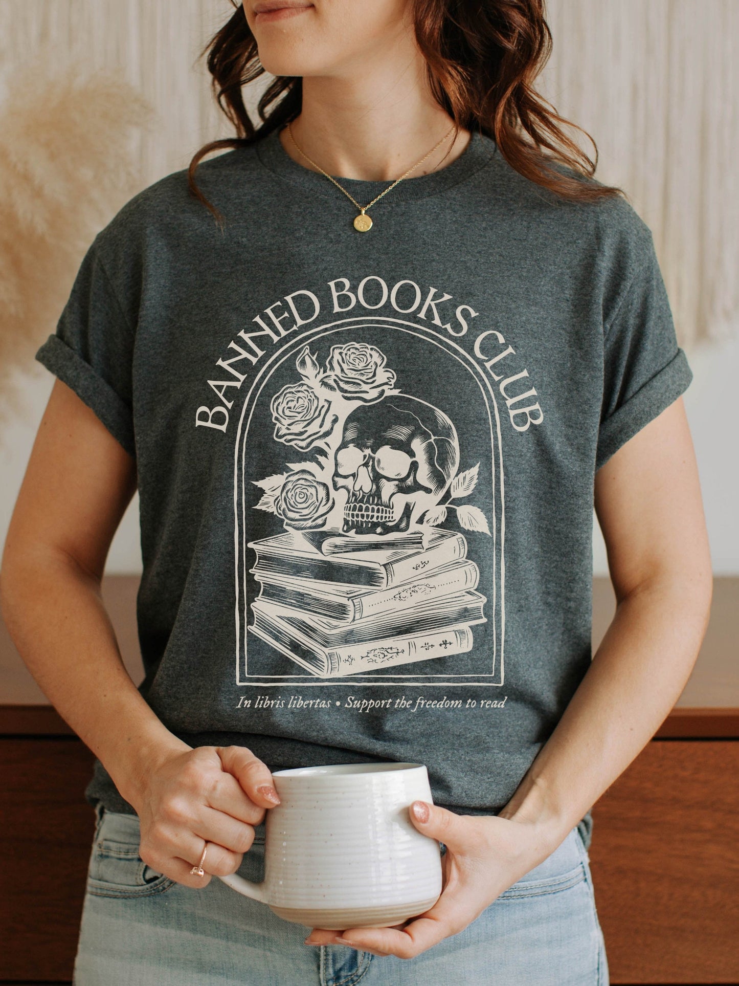 Banned books club in libris libertas dark academia tee shirt * bibliophile book lover with the banned reader library librarian teacher gift