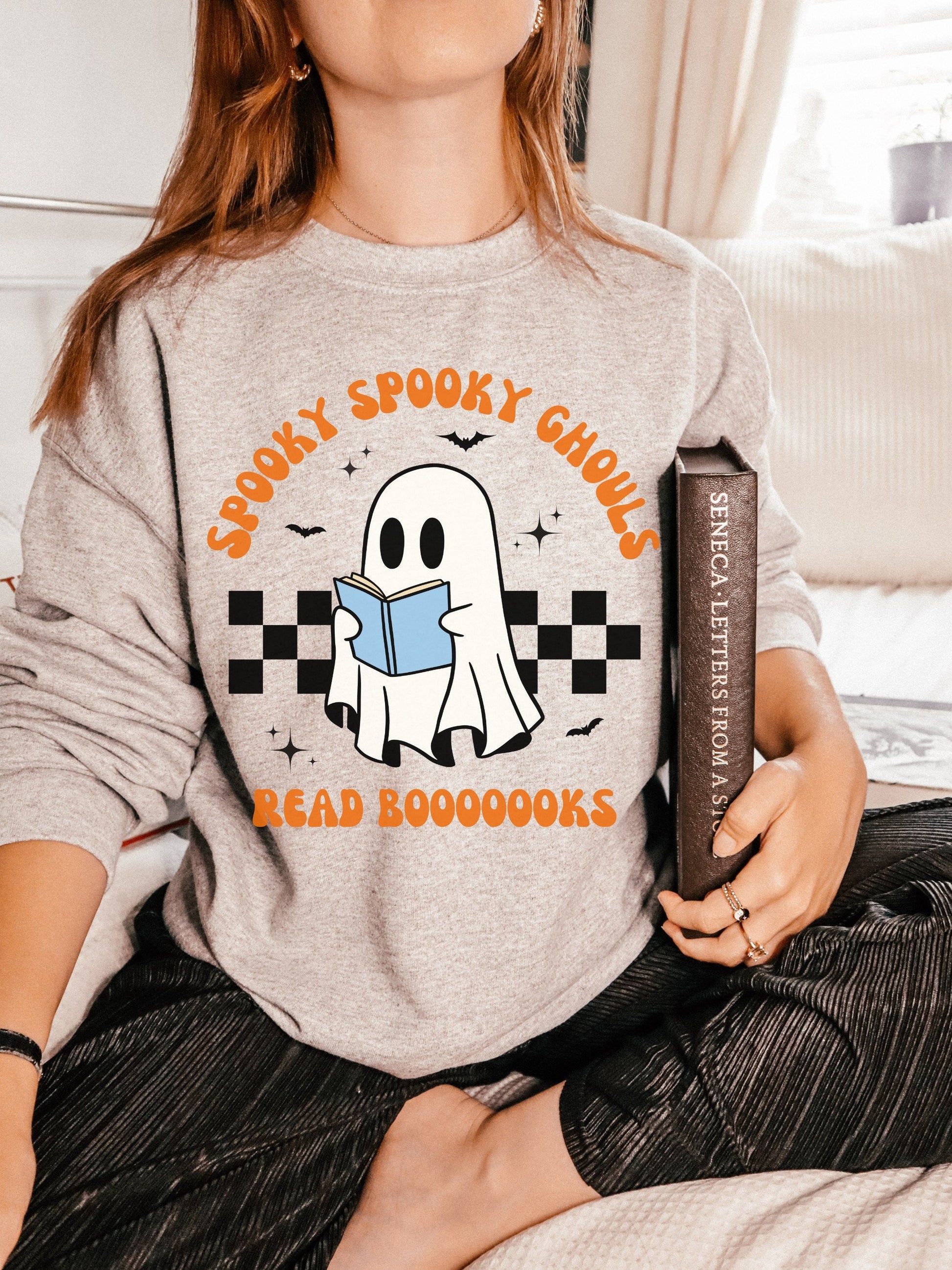 Spooky Spooky Ghouls Read Books * Spooky Teacher Halloween Sweatshirt * Read More Books Ghost Shirt * Teacher Teams Halloween Party Tshirt