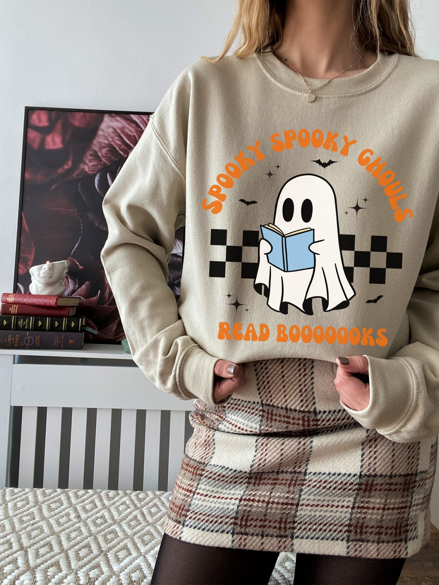 Spooky Spooky Ghouls Read Books * Spooky Teacher Halloween Sweatshirt * Read More Books Ghost Shirt * Teacher Teams Halloween Party Tshirt