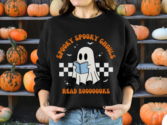 Spooky Spooky Ghouls Read Books * Spooky Teacher Halloween Sweatshirt * Read More Books Ghost Shirt * Teacher Teams Halloween Party Tshirt