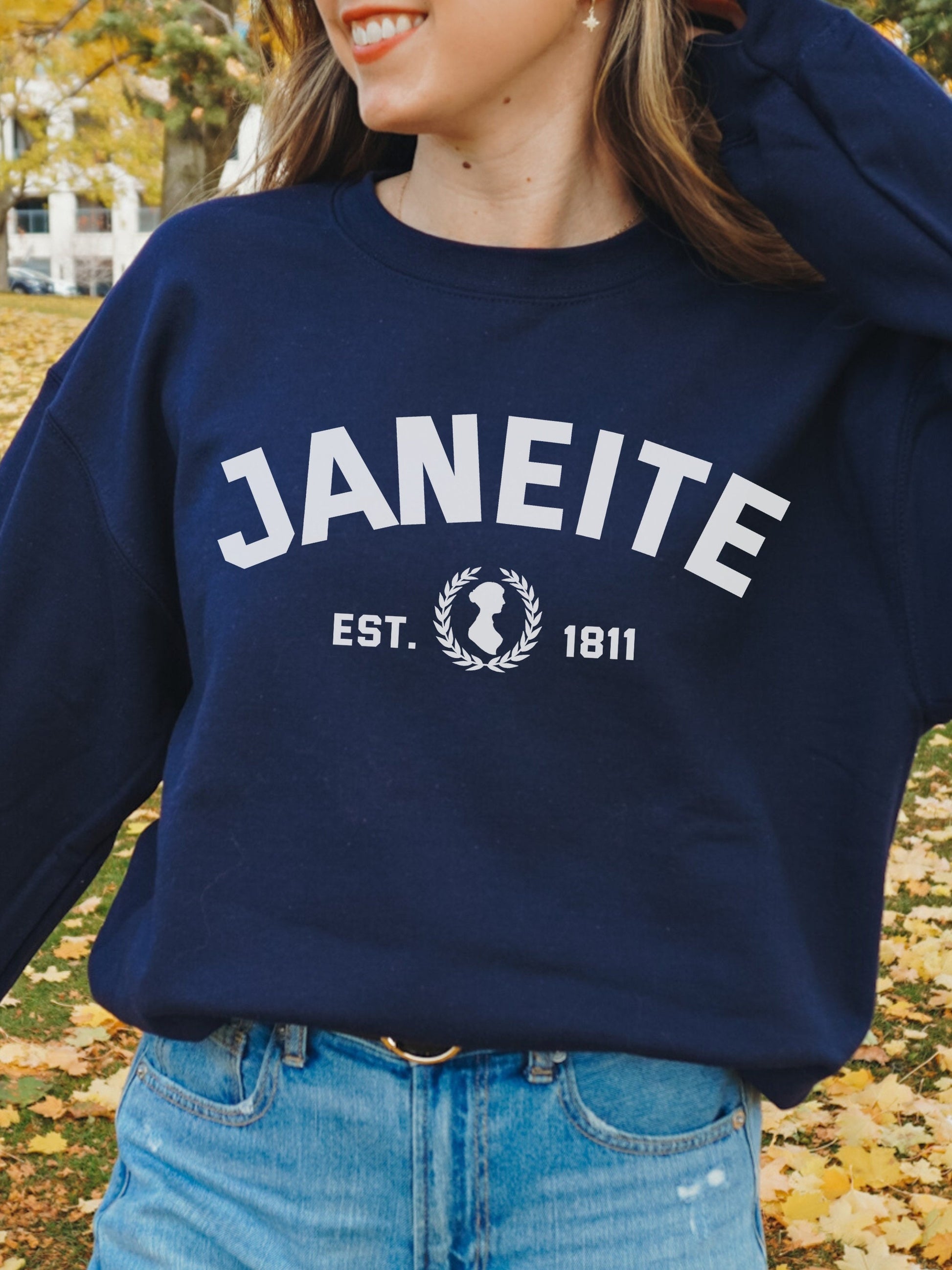 Janeite Jane Austen Varsity Sweatshirt * Pride and Prejudice * Literature Literary Bookworm Bookish Gift * Light Dark Academia Aesthetic