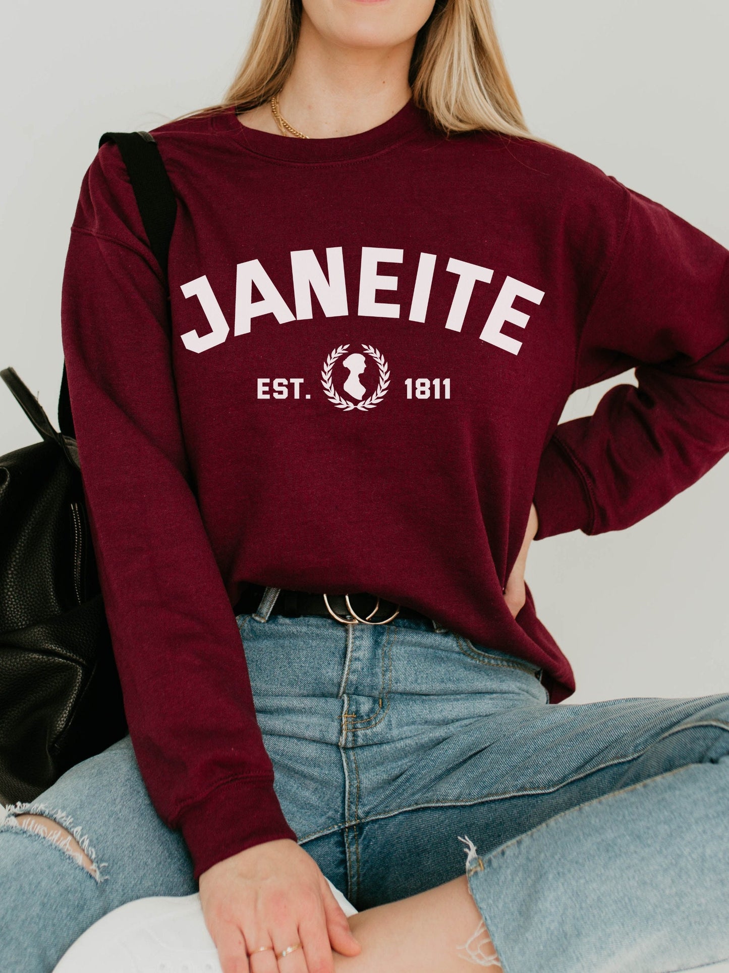 Janeite Jane Austen Varsity Sweatshirt * Pride and Prejudice * Literature Literary Bookworm Bookish Gift * Light Dark Academia Aesthetic