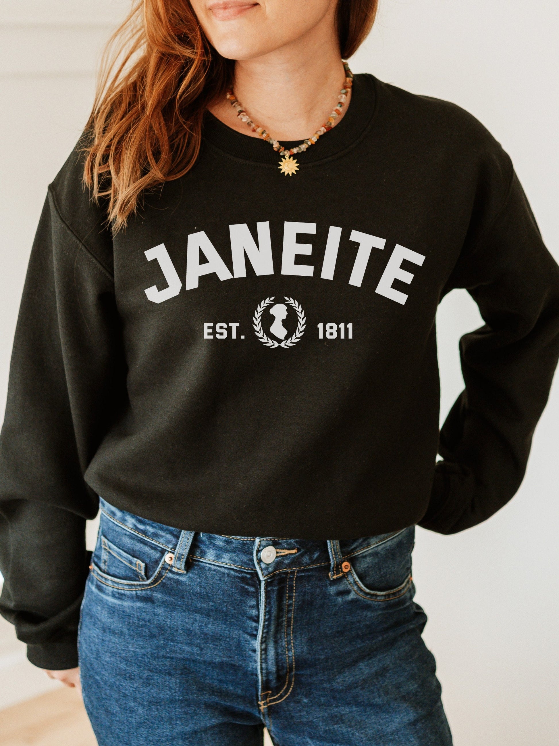 Janeite Jane Austen Varsity Sweatshirt * Pride and Prejudice * Literature Literary Bookworm Bookish Gift * Light Dark Academia Aesthetic