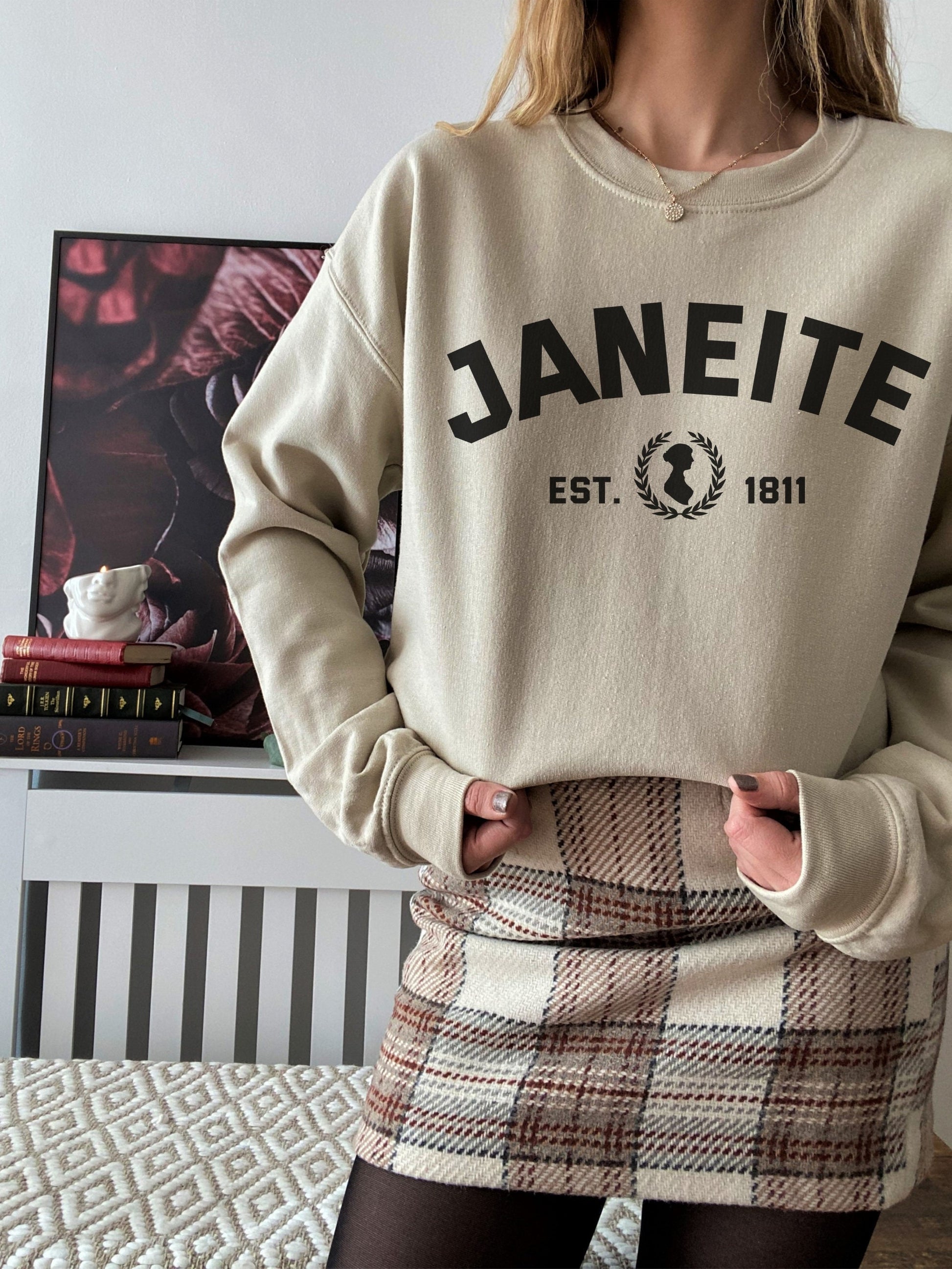 Janeite Jane Austen Varsity Sweatshirt * Pride and Prejudice * Literature Literary Bookworm Bookish Gift * Light Dark Academia Aesthetic