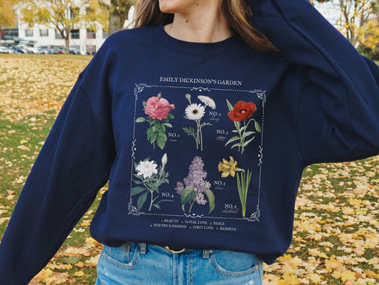 Emily Dickinson Garden Flower Chart Sweatshirt