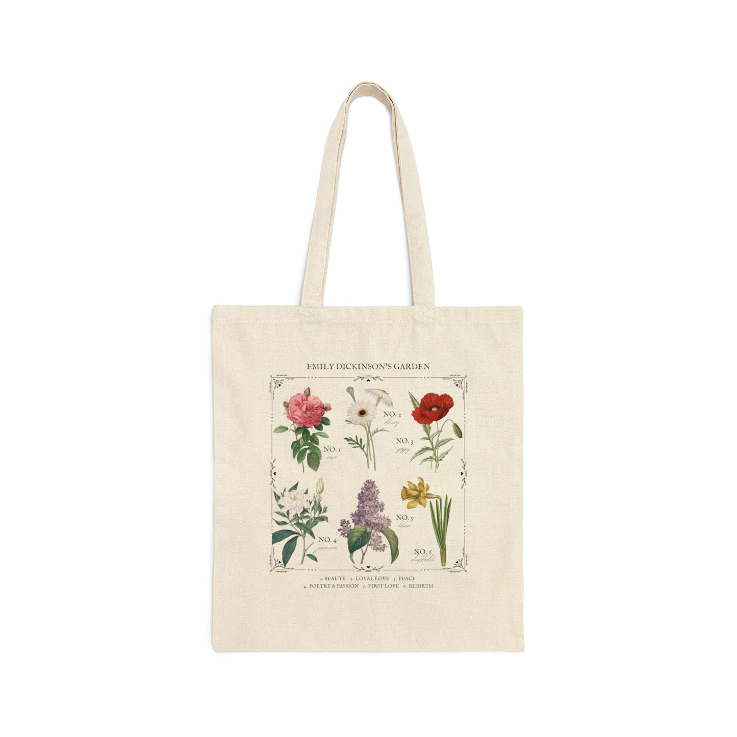 Emily Dickinson Garden Flower Chart Herbology Floral Tote Book Bag Bookish Merch Bookworm Gift Poet Literature Shirt Dark Academia Aesthetic