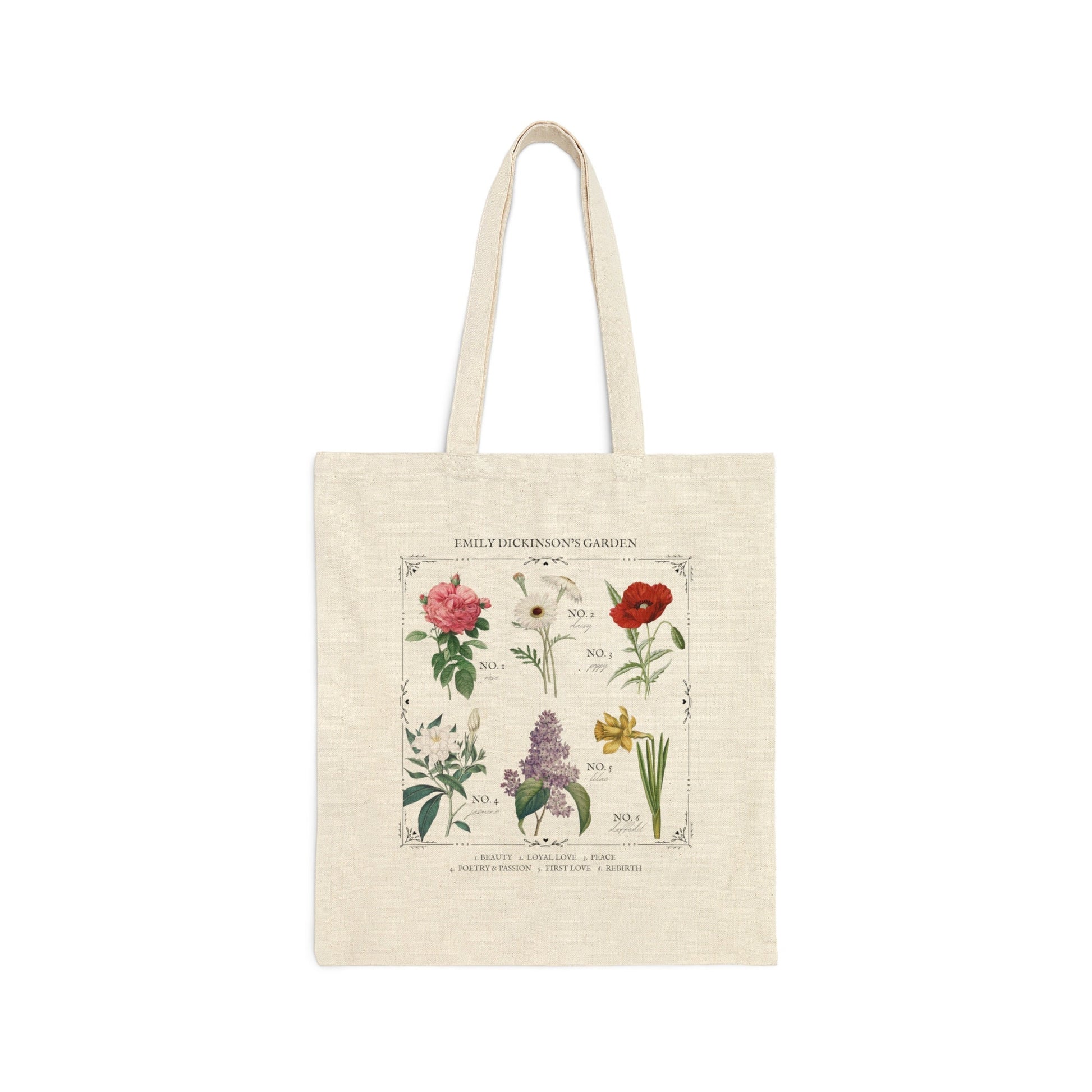 Emily Dickinson Garden Flower Chart Herbology Floral Tote Book Bag Bookish Merch Bookworm Gift Poet Literature Shirt Dark Academia Aesthetic