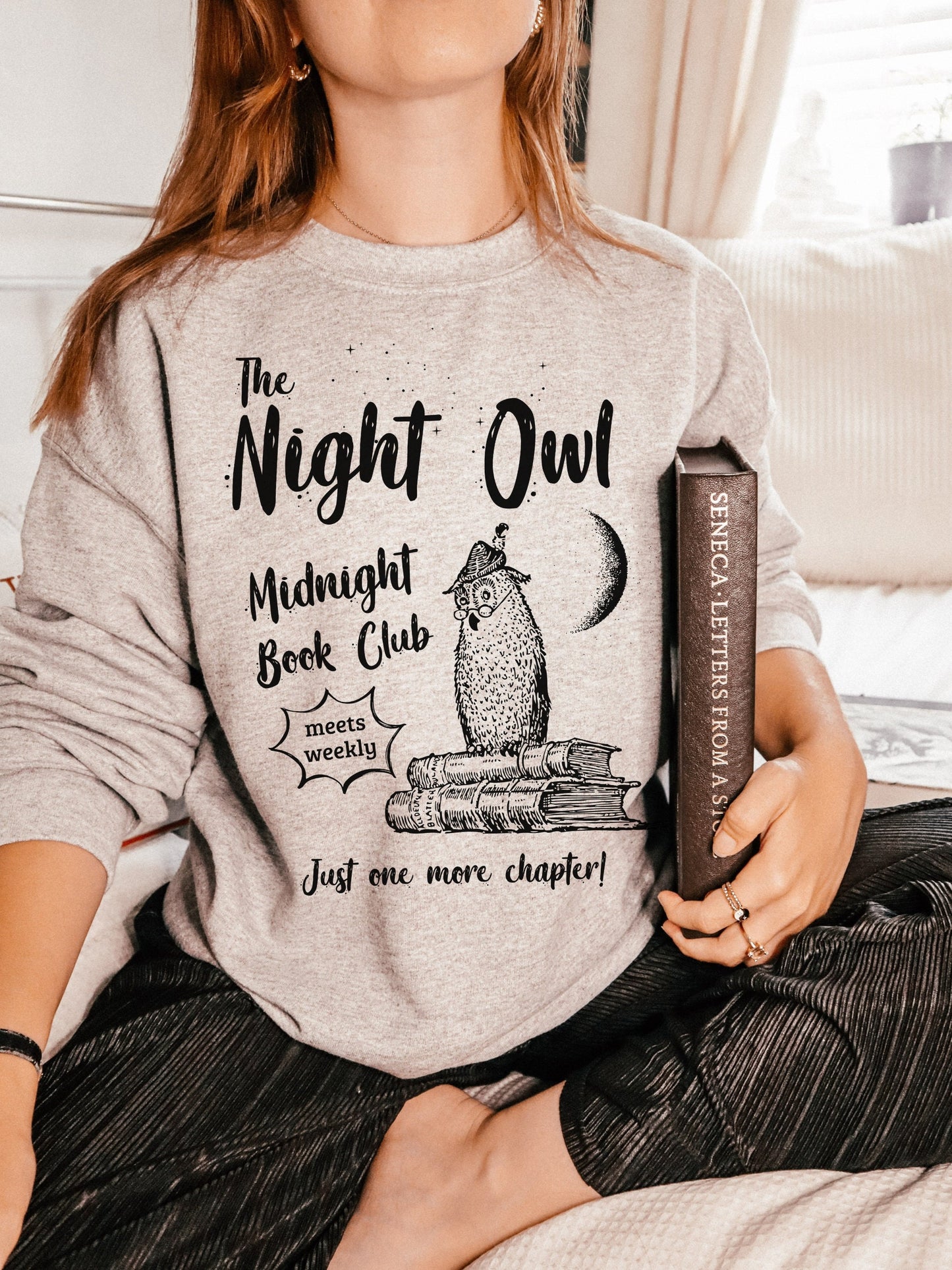 Night Owl Book Club Bookish Book Lover Sweatshirt * Bibliophile Library Reader Teacher Gift * A book a day Bookworm BYOB Literature Academia