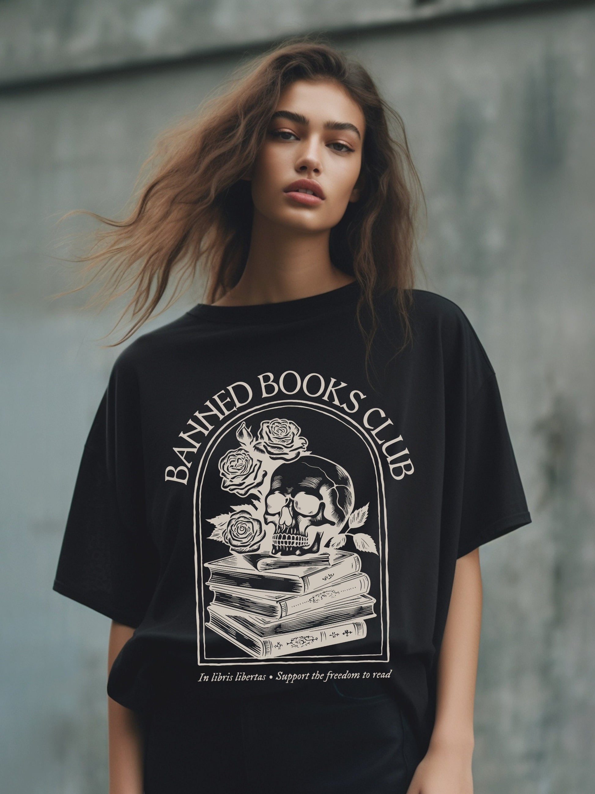 Banned books club in libris libertas dark academia tee shirt * bibliophile book lover with the banned reader library librarian teacher gift