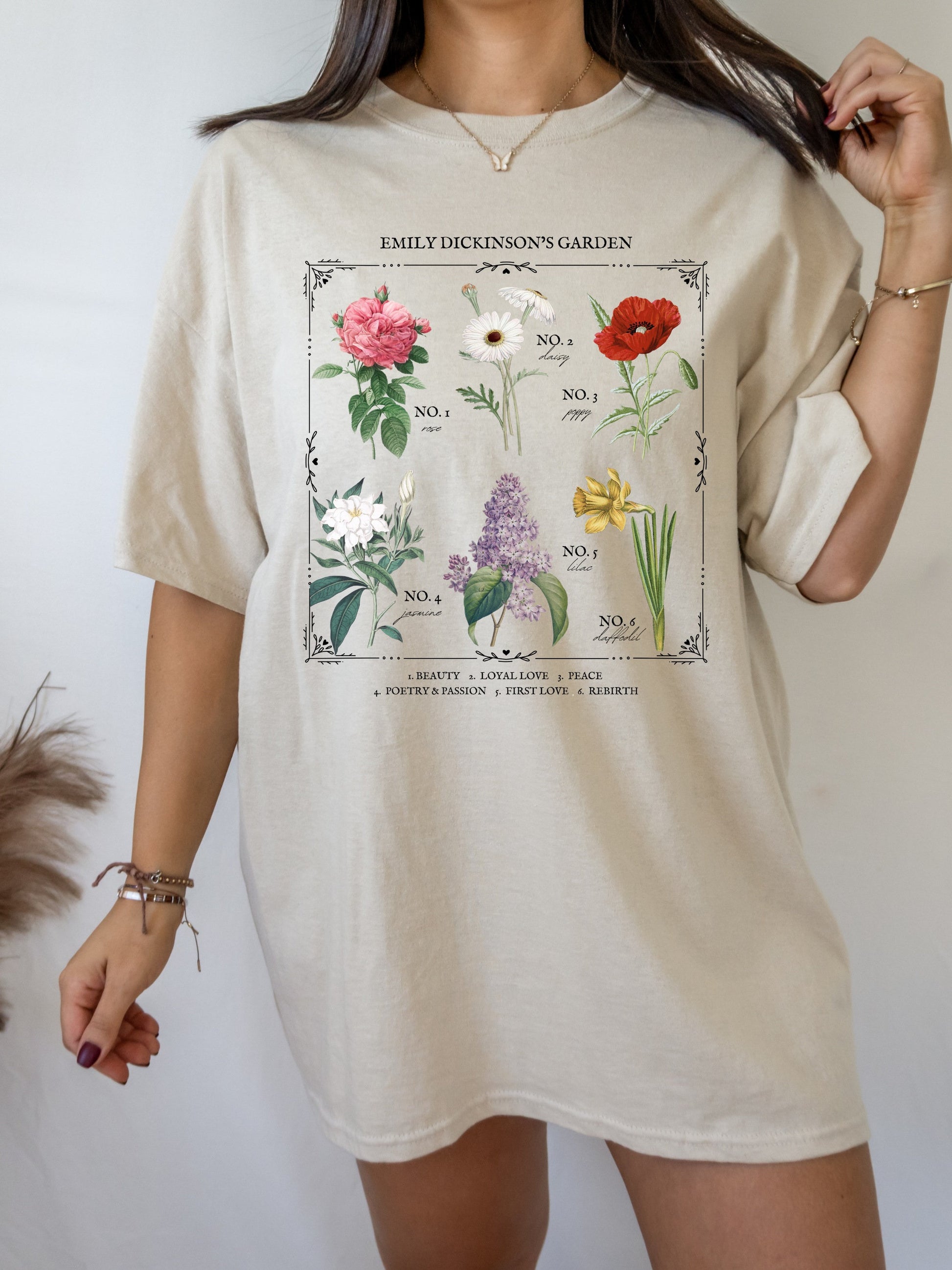 Emily Dickinson Garden Literary Flower Chart * Herbology Floral Tee Shirt Bookish Merch Bookworm Gift Poet Literature Shirt Dark Academia