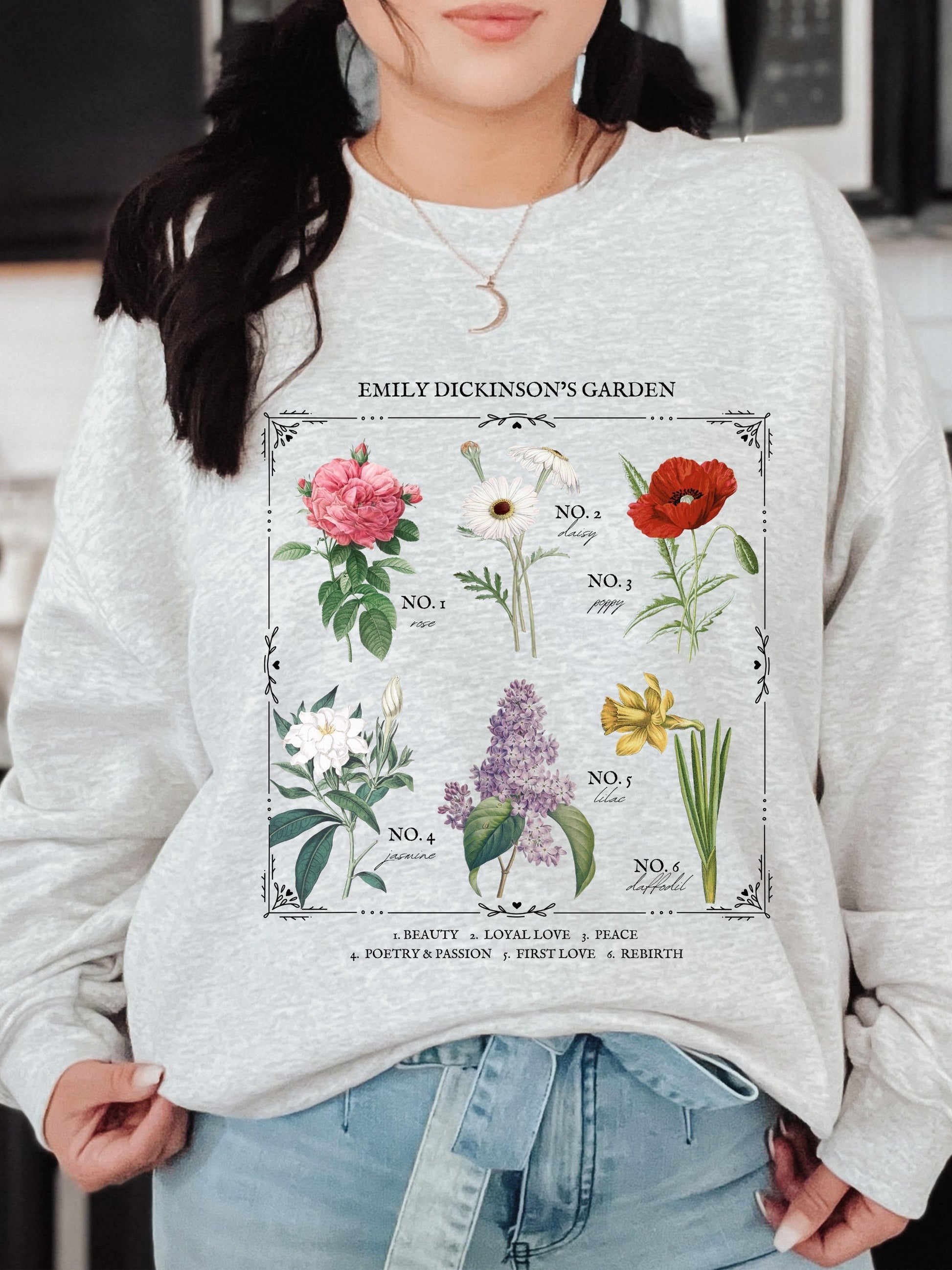 Emily Dickinson Garden Flower Chart Sweatshirt
