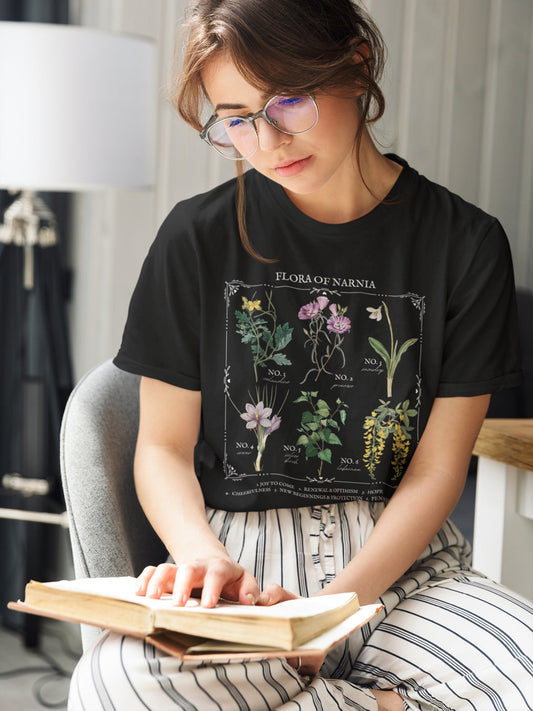 Narnia Flower Chart Herbology Floral Tee Shirt Tshirt * Aesthetic Subtle Book Merch * Bookish Booktok Book Lover Gift for Readers