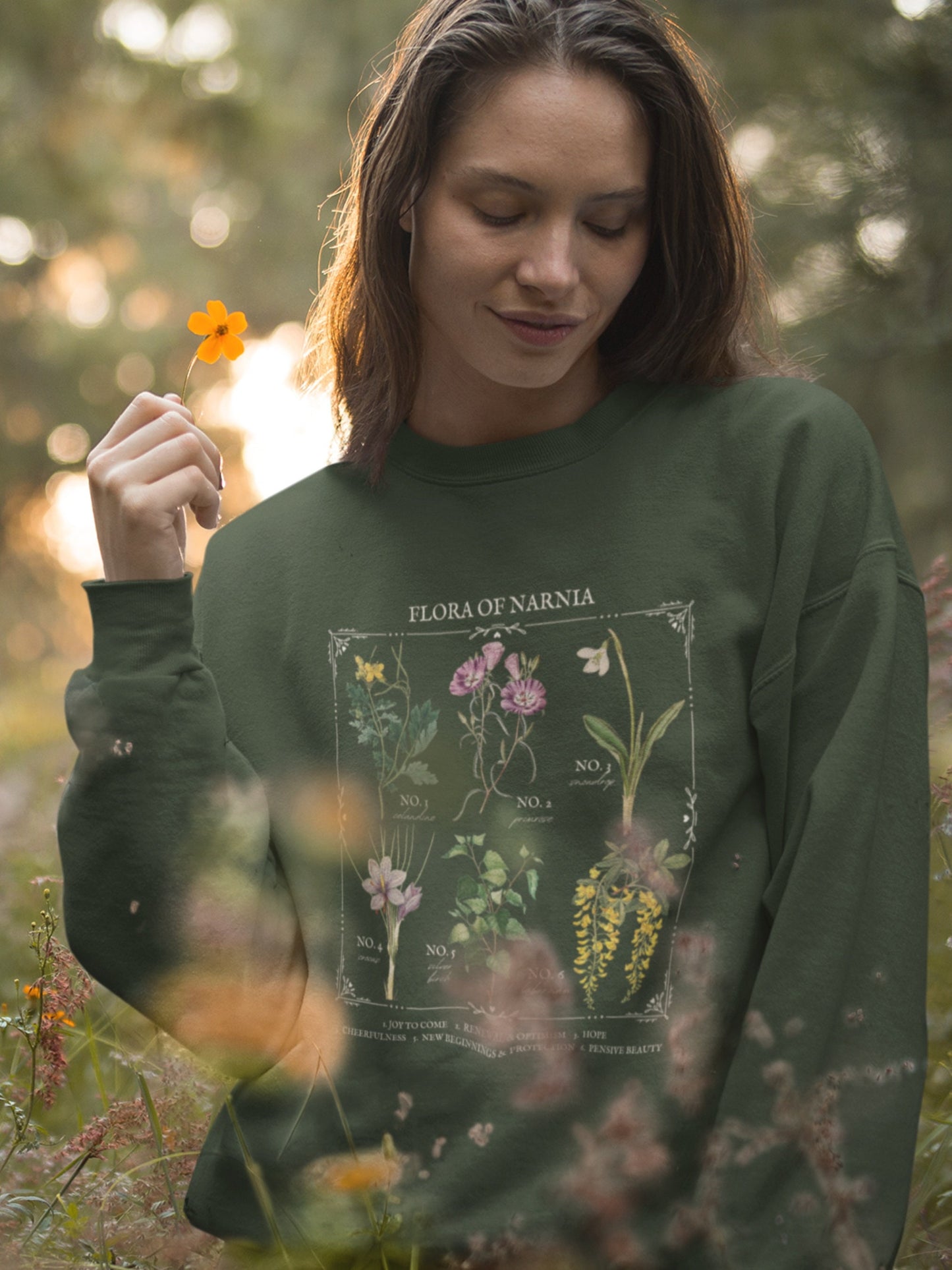 Narnia Flower Chart Herbology Floral Sweatshirt Crewneck * Aesthetic Subtle Book Merch Bookish Booktok Bookworm Book Lover Gift for Readers