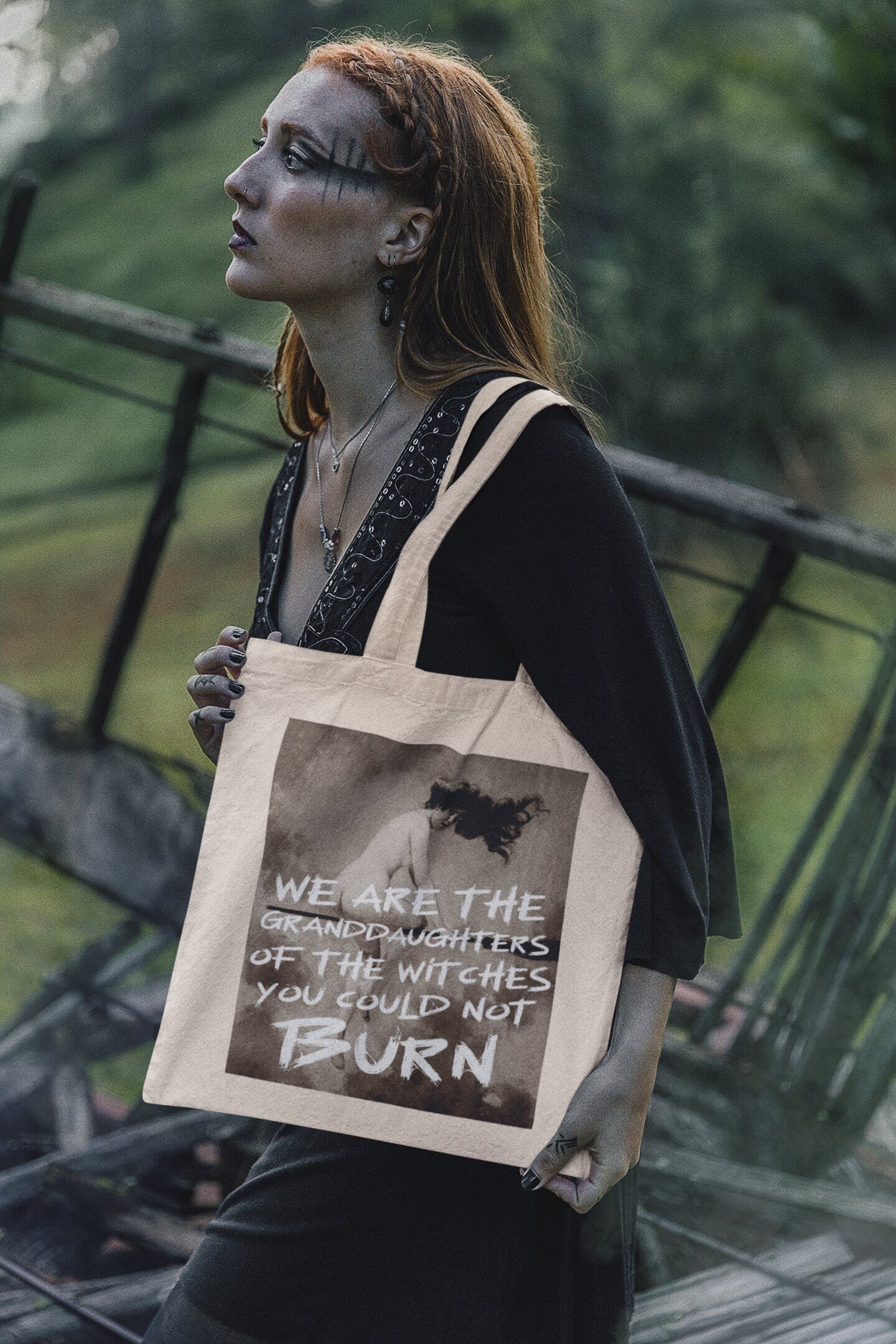 Halloween We are the granddaughters of the witches you could not burn Salem Dark Academia Witchy Wicca Grunge Gothic Aesthetic Book Tote Bag