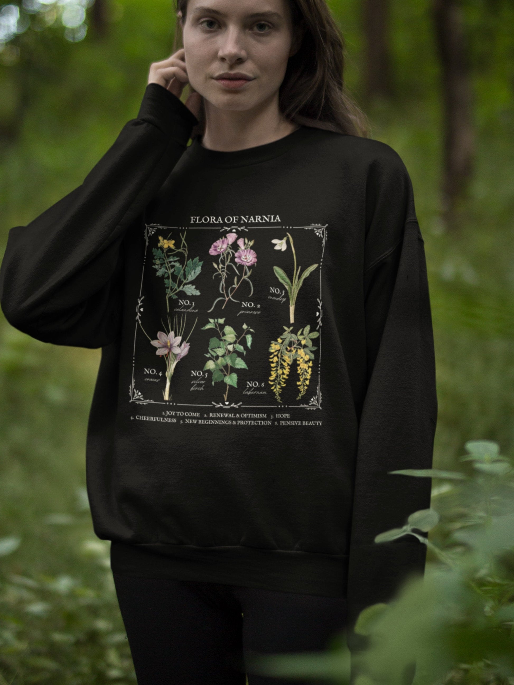 Narnia Flower Chart Herbology Floral Sweatshirt Crewneck * Aesthetic Subtle Book Merch Bookish Booktok Bookworm Book Lover Gift for Readers