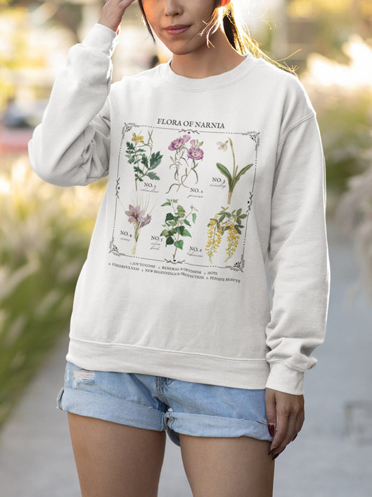 Narnia Flower Chart Herbology Floral Sweatshirt Crewneck * Aesthetic Subtle Book Merch Bookish Booktok Bookworm Book Lover Gift for Readers