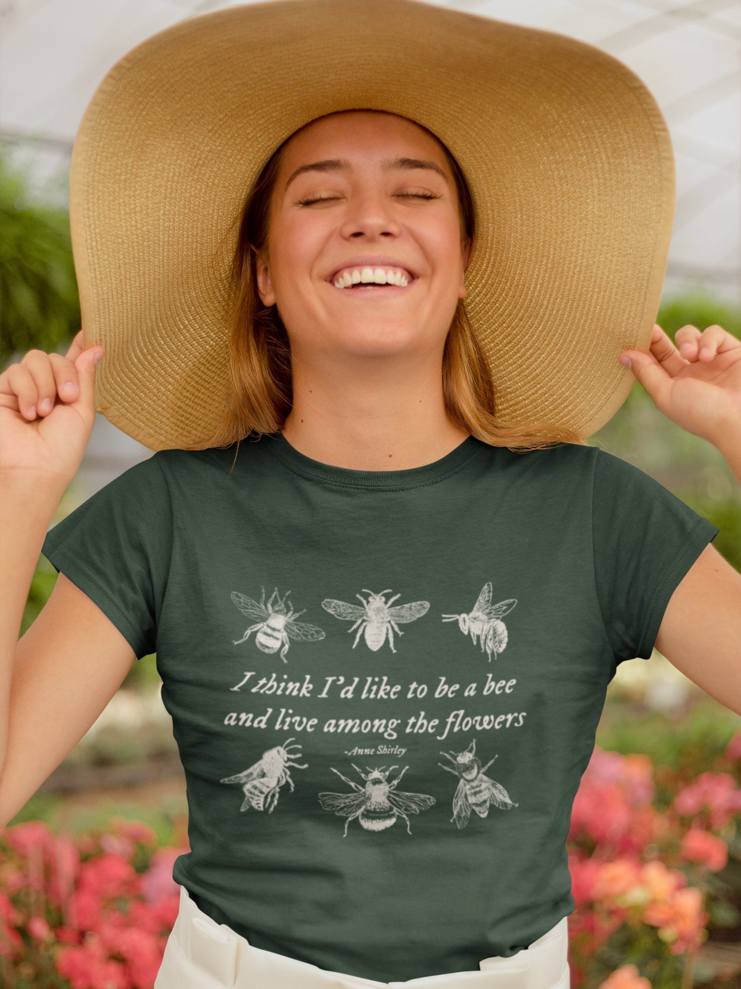 Anne of Green Gables I'd like to be a bee Tee Shirt Tshirt Cottagecore Anne with an E LM Montgomery Book Fandom Merch Bookish Florist Gift