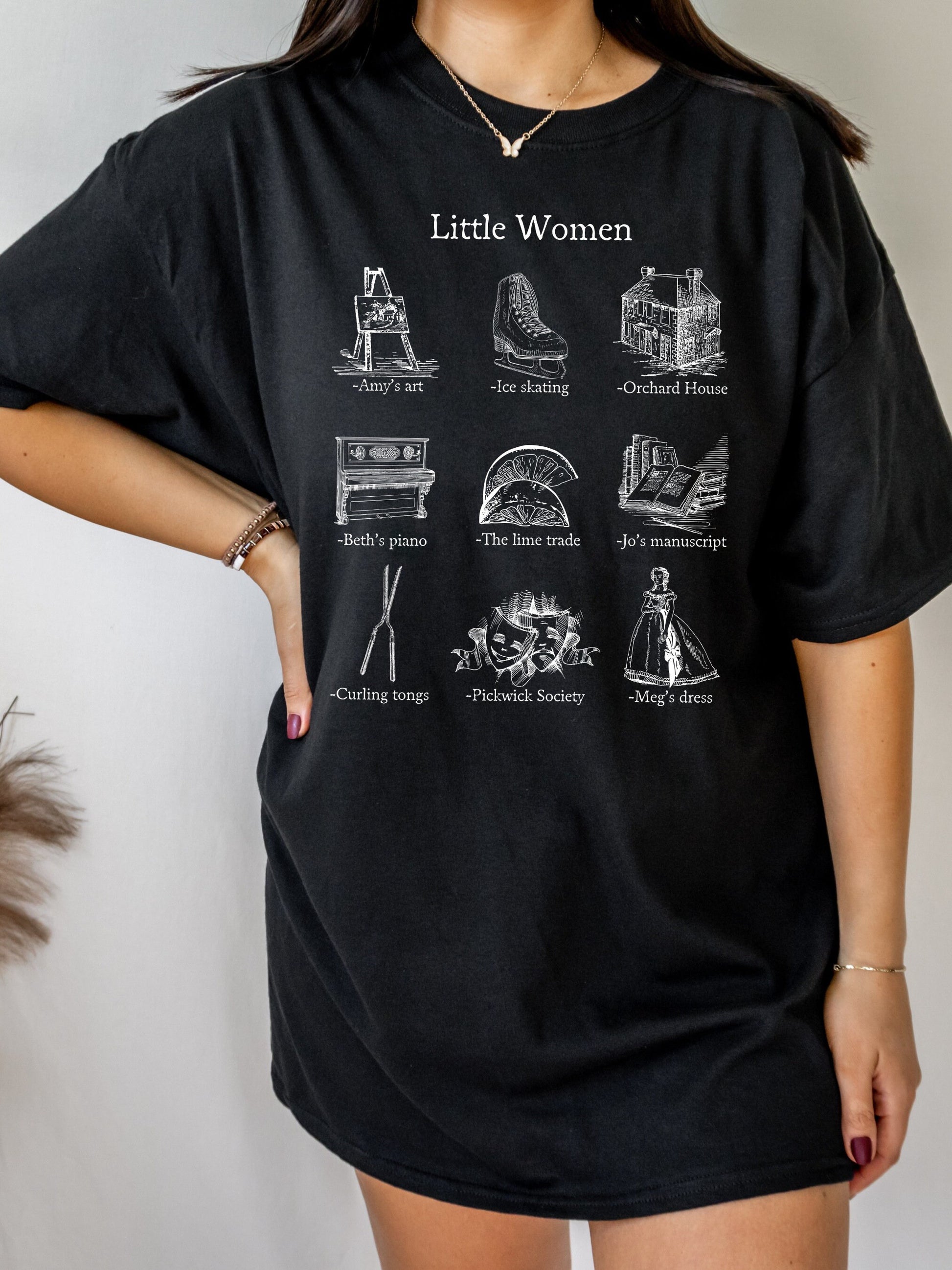 Little Women Icon Chart Tee Shirt Tshirt Cottagecore Jo Meg Beth Amy March Sisters Orchard House Book Fandom Merch Bookish Gift Book Lover