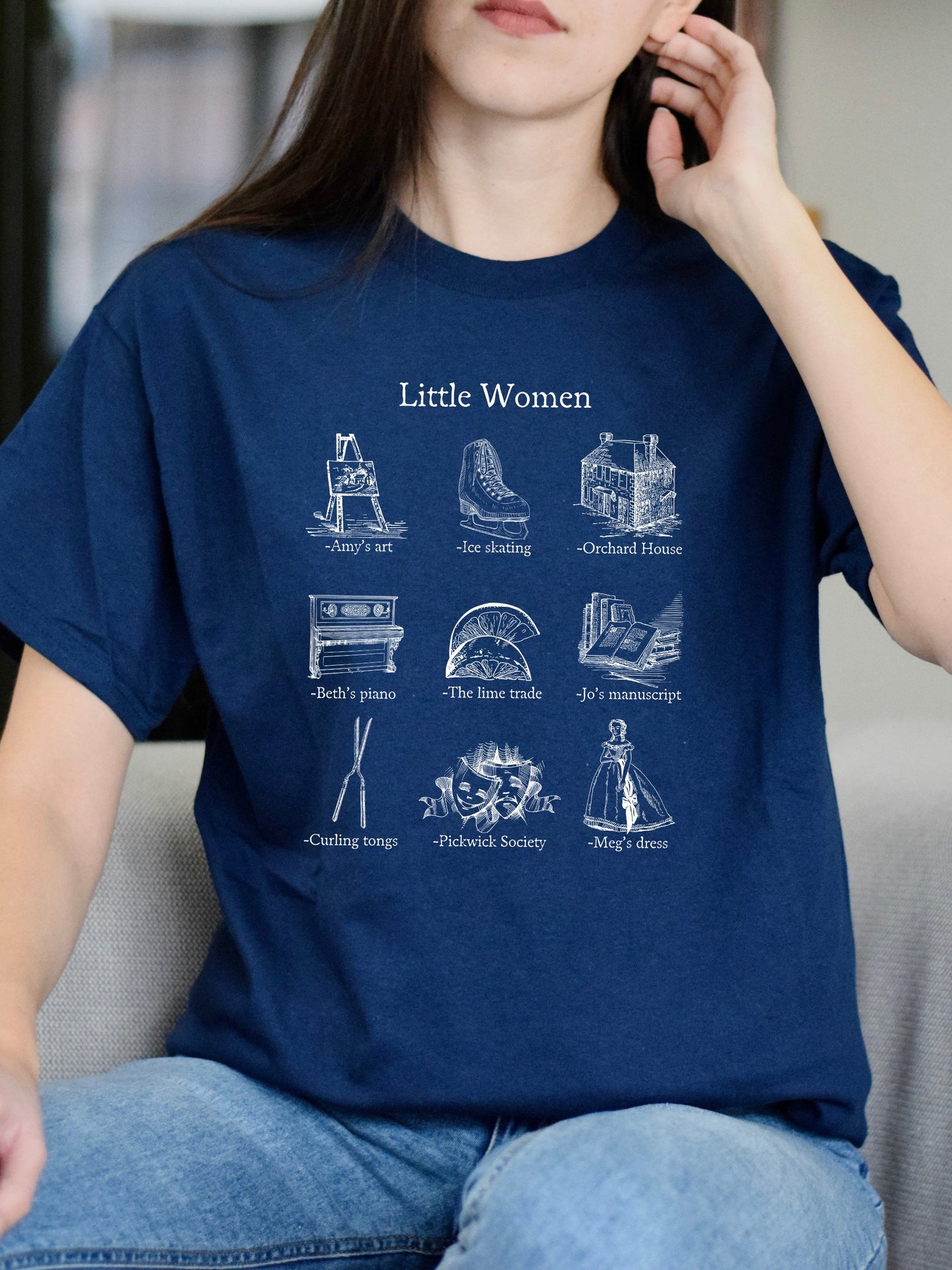 Little Women Icon Chart Tee Shirt Tshirt Cottagecore Jo Meg Beth Amy March Sisters Orchard House Book Fandom Merch Bookish Gift Book Lover