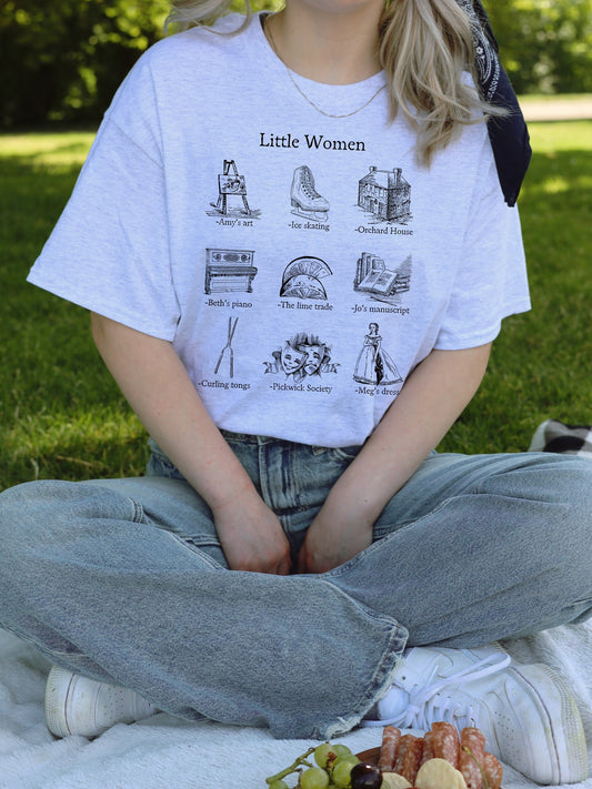 Little Women Icon Chart Tee Shirt Tshirt Cottagecore Jo Meg Beth Amy March Sisters Orchard House Book Fandom Merch Bookish Gift Book Lover