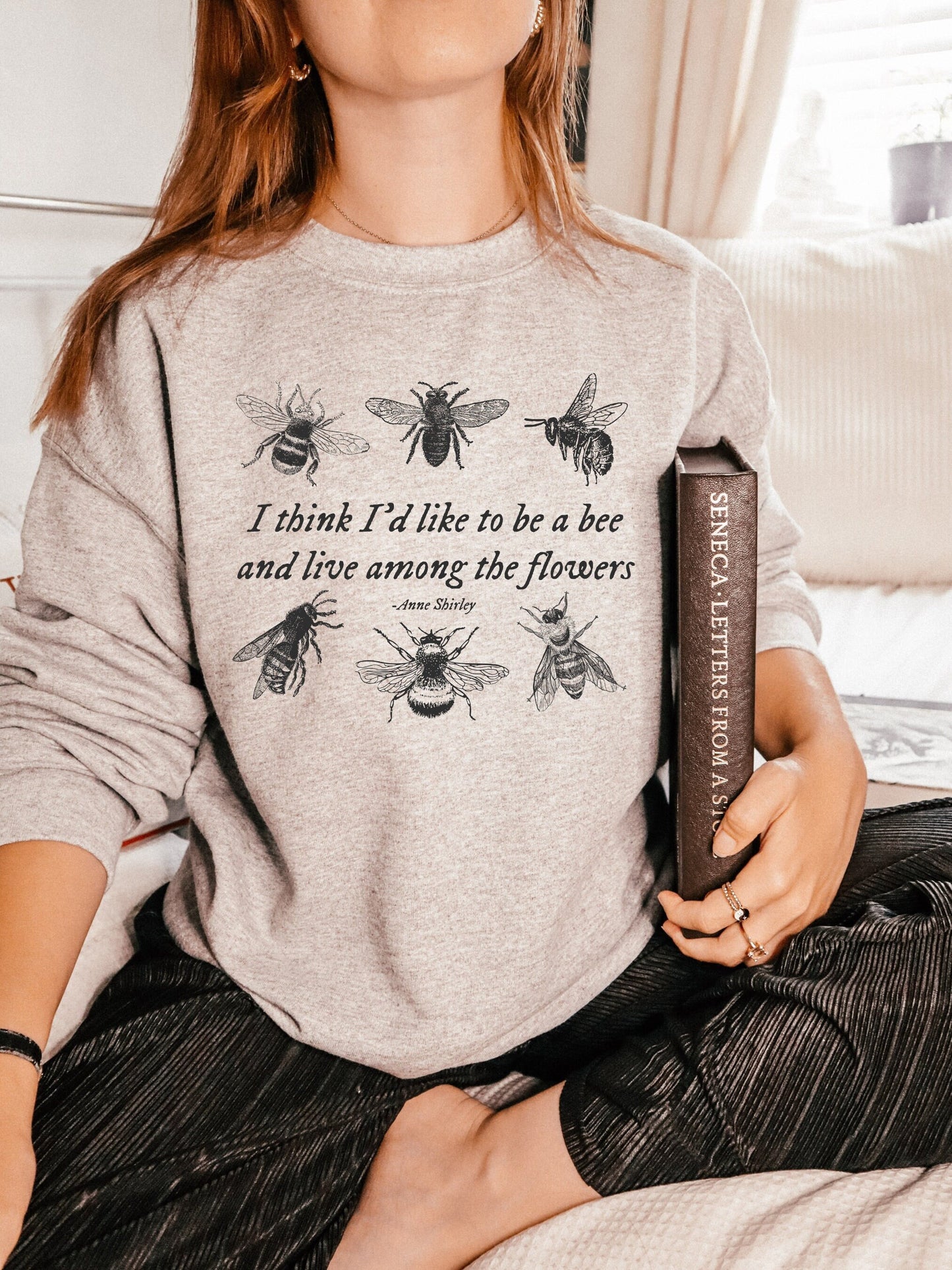 Anne of Green Gables I'd like to be a bee Swestshirt Cottagecore Anne with an E LM Montgomery Book Bookish Fandom Merch Bookish Florist Gift