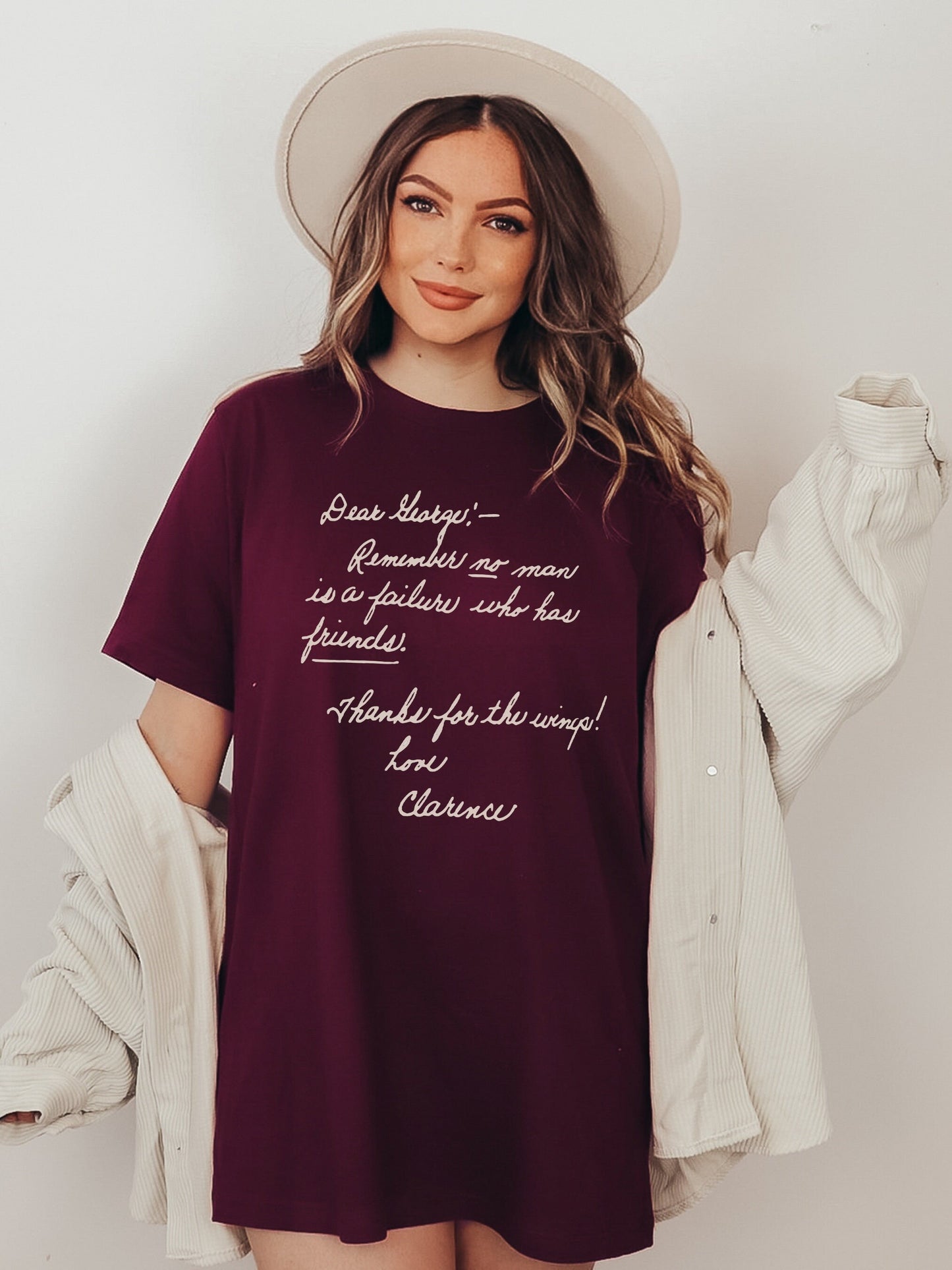 It's a Wonderful Life Classic Christmas Movie Lover Tee Shirt * Clarence's Note to George Bailey * Holiday Party Tshirt * Bedford Falls