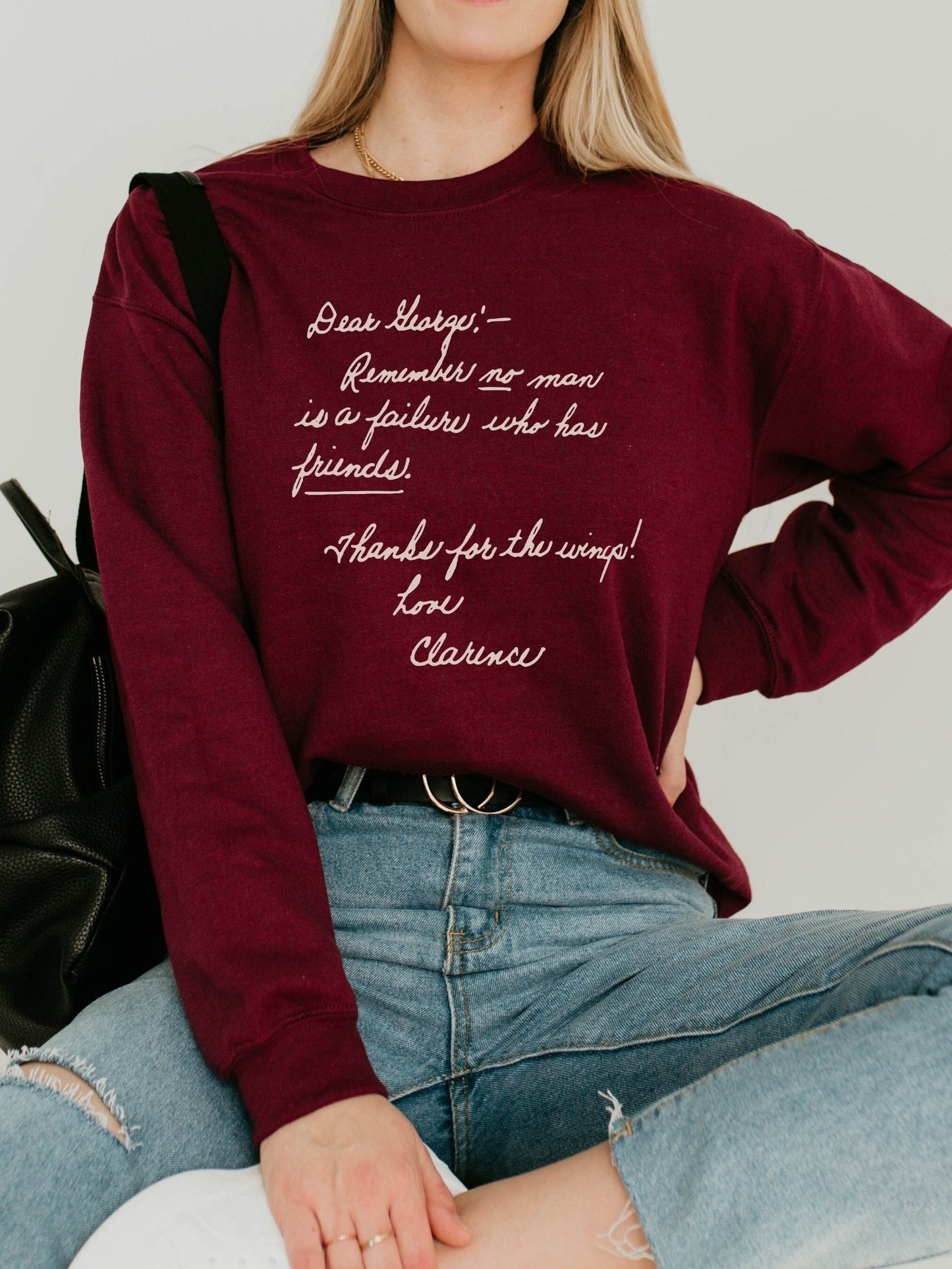 It's a Wonderful Life Classic Christmas Movie Lover Sweatshirt * Clarence's Note to George Bailey * Holiday Party Tshirt * Bedford Falls