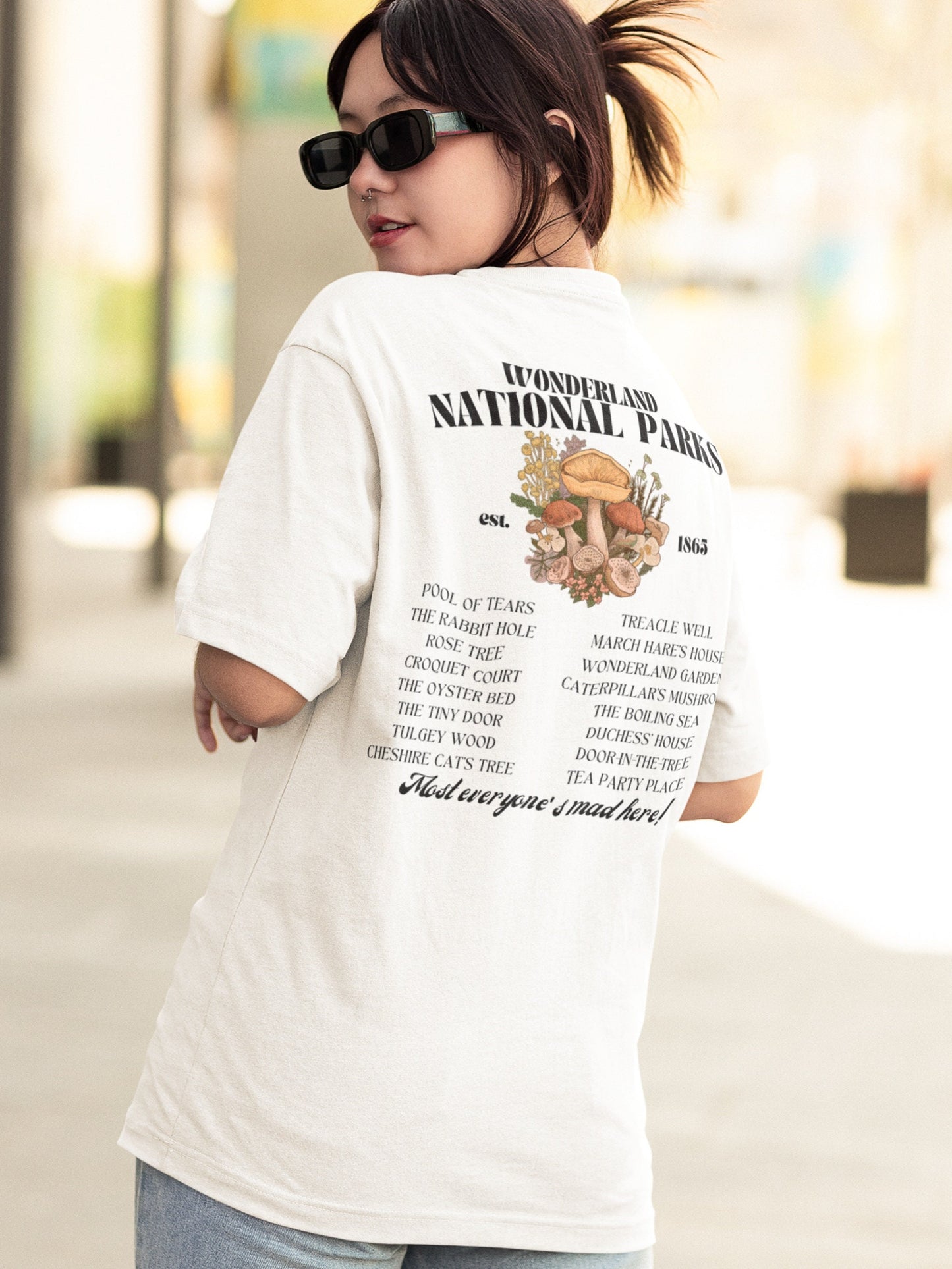 Wonderland Fictional National Park Retro Minimalist Aesthetic Tee Shirt * Mushroom cottagecore Book Merch Booktok Alice Mad Hatter tea party