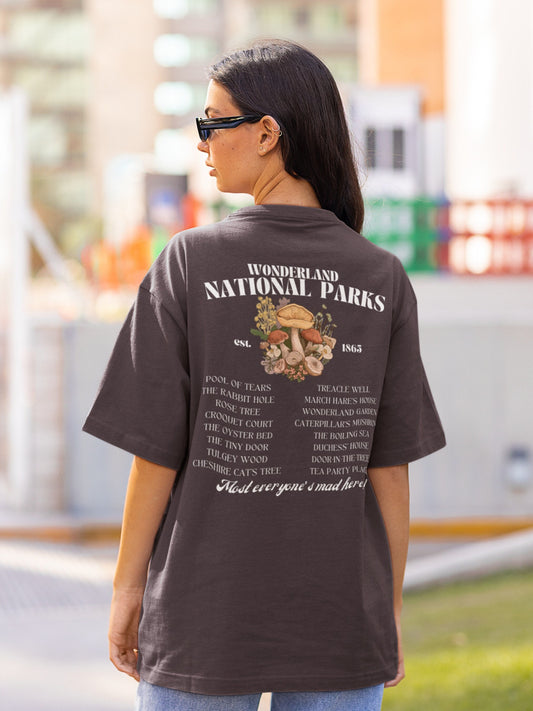 Wonderland Fictional National Park Retro Minimalist Aesthetic Tee Shirt * Mushroom cottagecore Book Merch Booktok Alice Mad Hatter tea party